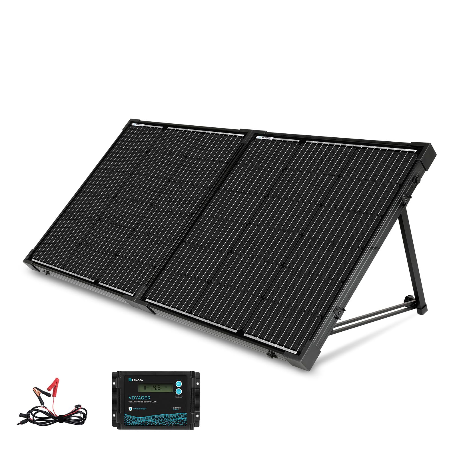 Renogy 100W 折畳式 高発電効率 太陽光発電 単結晶ソーラーパネル 防水チャージコントローラー付き 携帯便利 RV・キャンピングに最適【三年間保証付き】