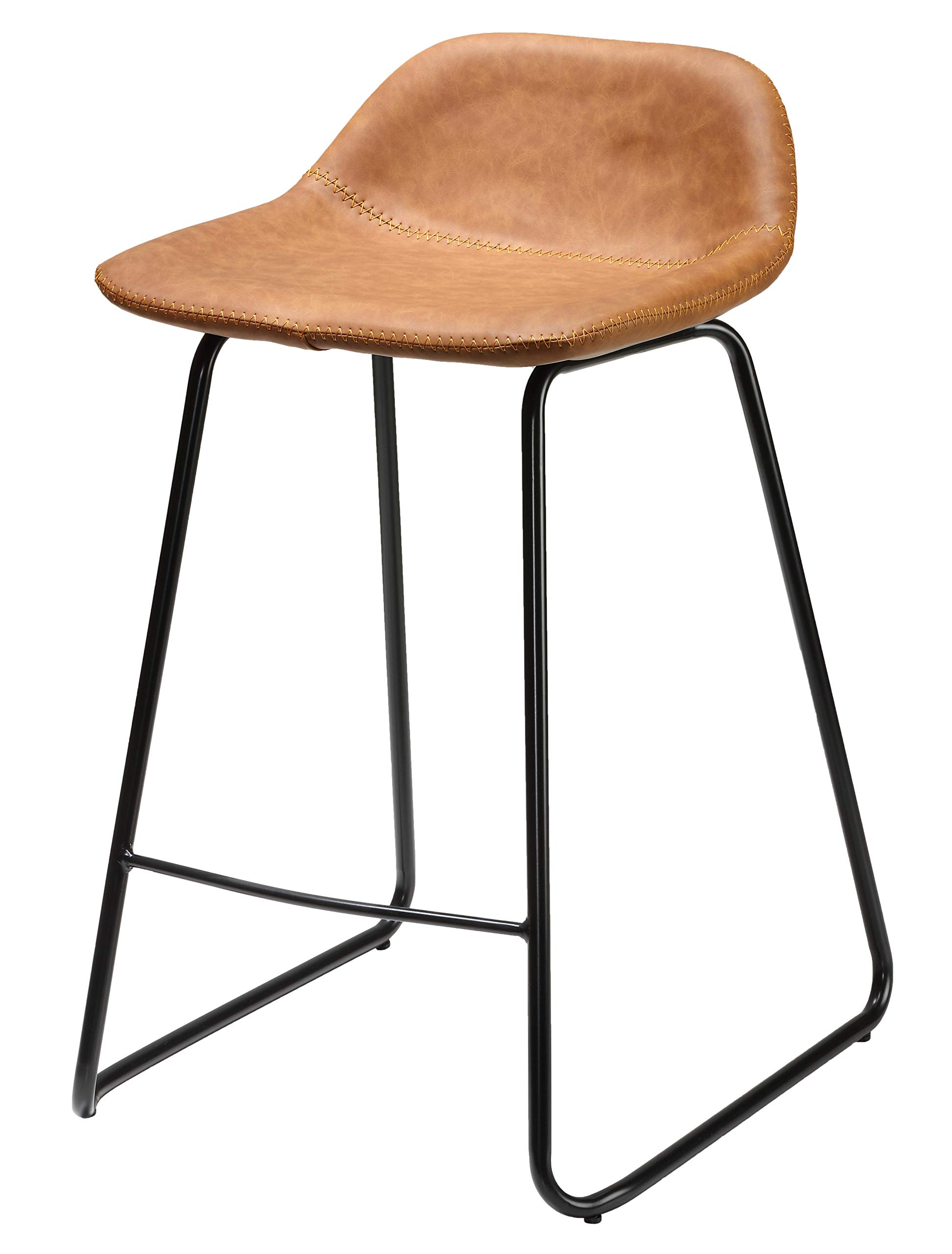 Cortesi Home Ava Counterstools in Saddle Brown faux Leather 25 High 141［並行輸入］