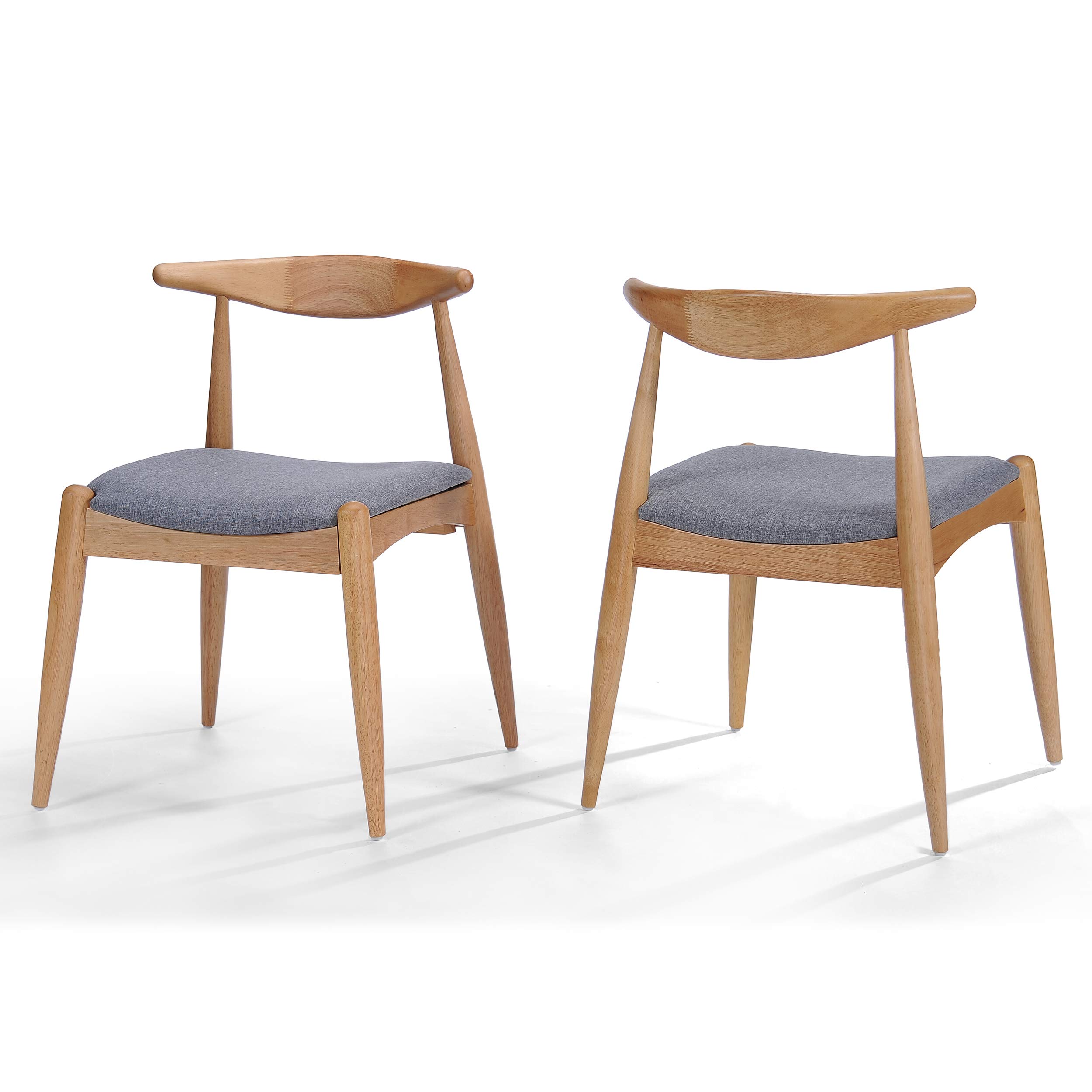 Christopher Knight Home Francie Fabric with Oak Finish Dining Chairs 2-Pcs Set Grey / Oak