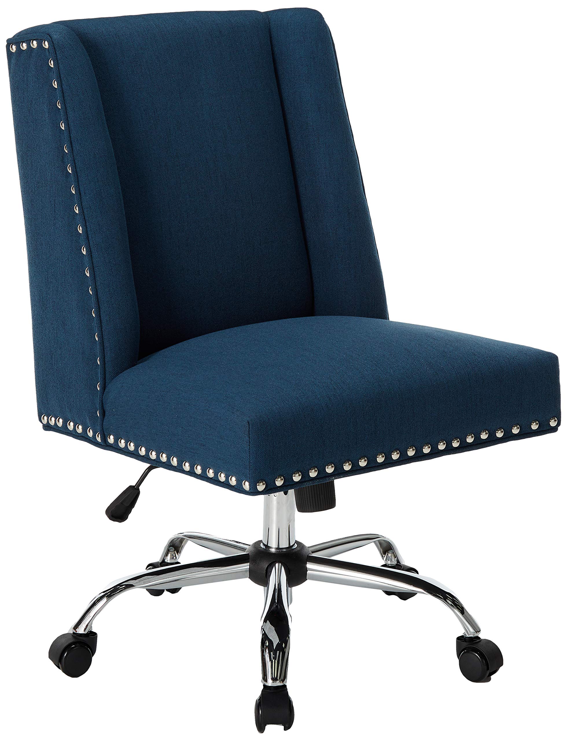 Christopher Knight Home Quentin デスクチェア、ネイビーブルー + クローム 奥行26 x 幅28.5 x 高さ37インチ