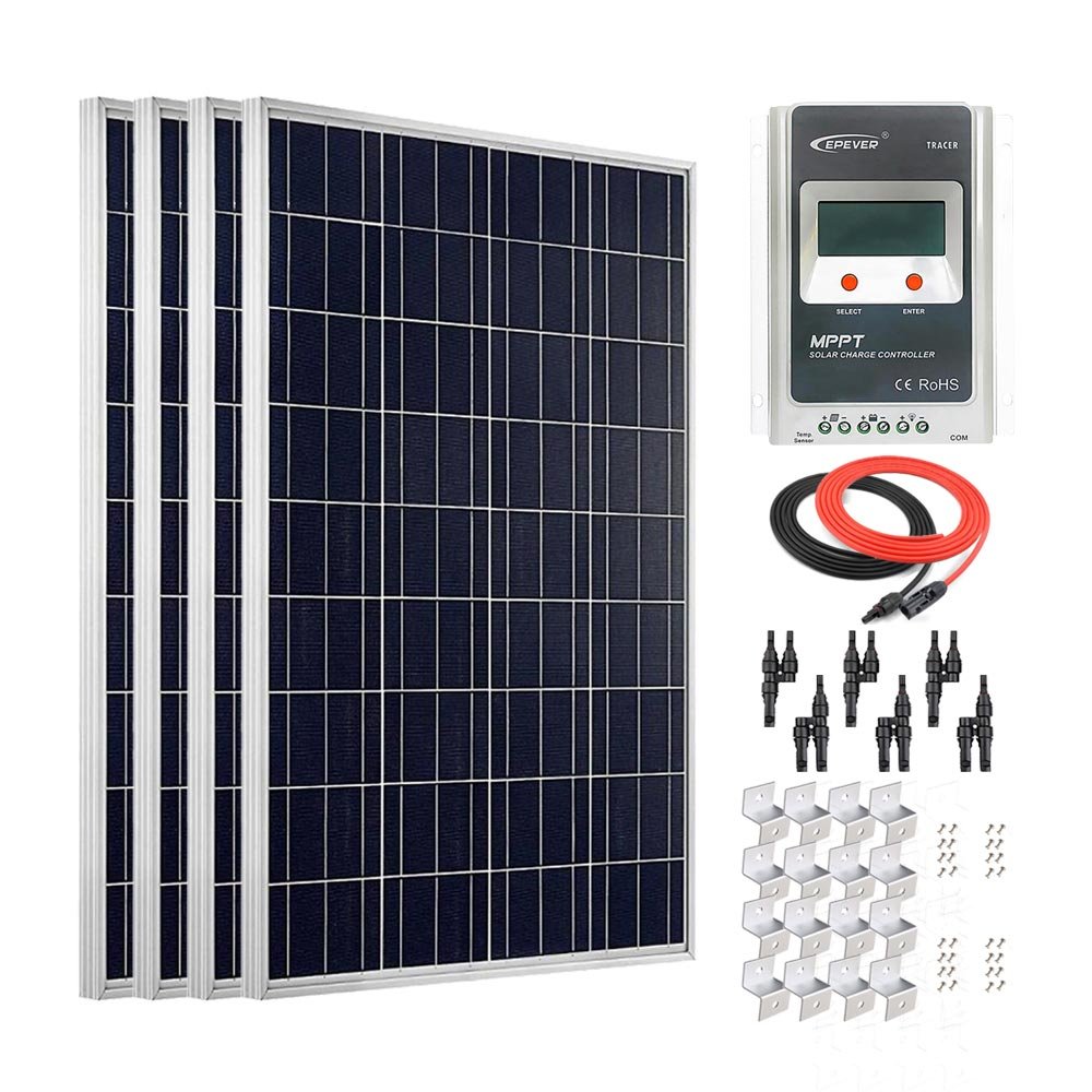 Giosolar 400Wソーラーパネル 4*100Wチャージバッテリー多結晶パネル 太陽光高発電効率 高転換率モジュール 400Watts Polycrystalline PV Solar Panel 太陽光発電ソーラー充電器 太陽光チャージプレート 太陽エネルギーSolar Panel 太陽光発電プレート太陽電池 40A 12V/24V M