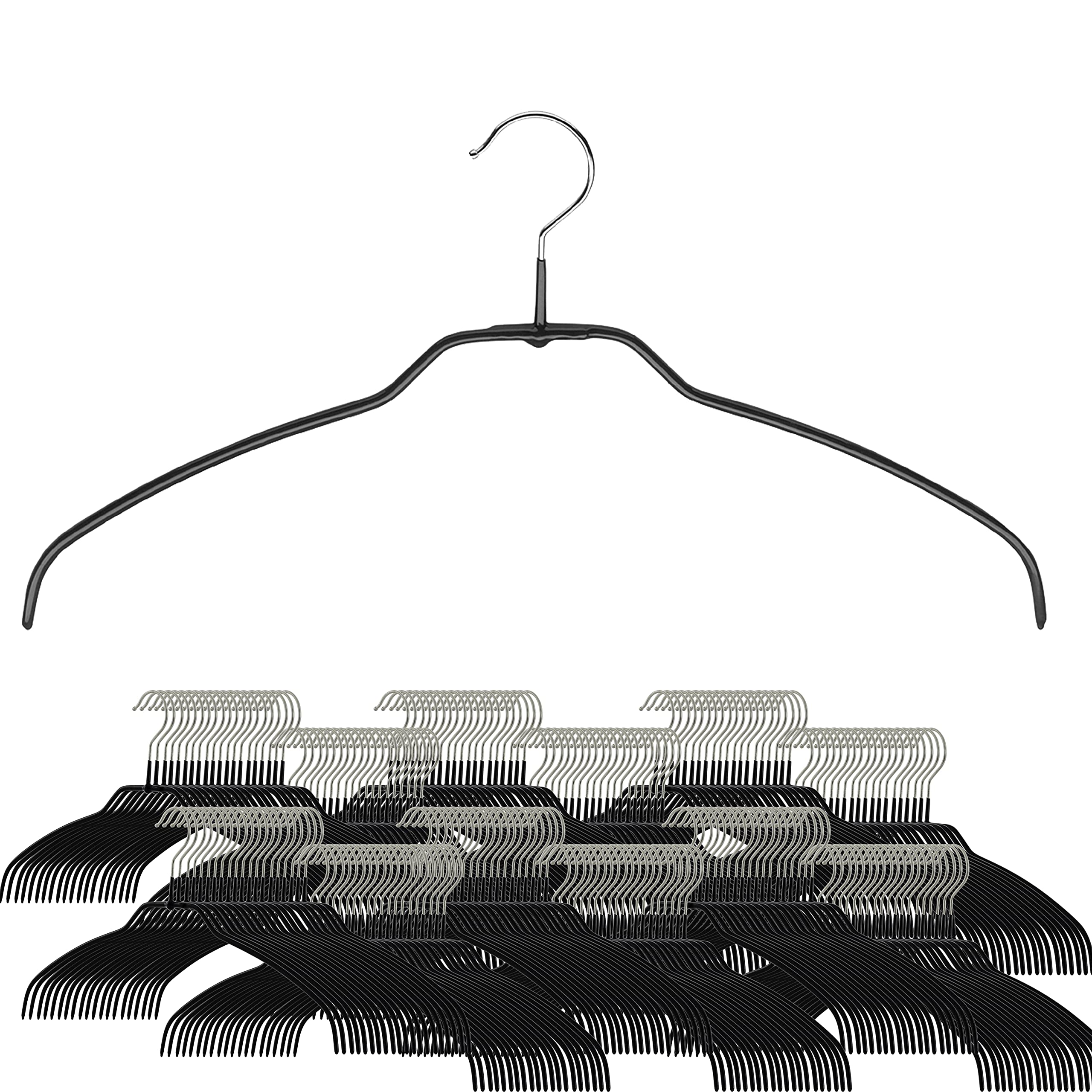 MAWA STYLE シルエット超薄型シリーズ ノンスリップメタルハンガー 200本入 ブラック 200枚入 42-FT