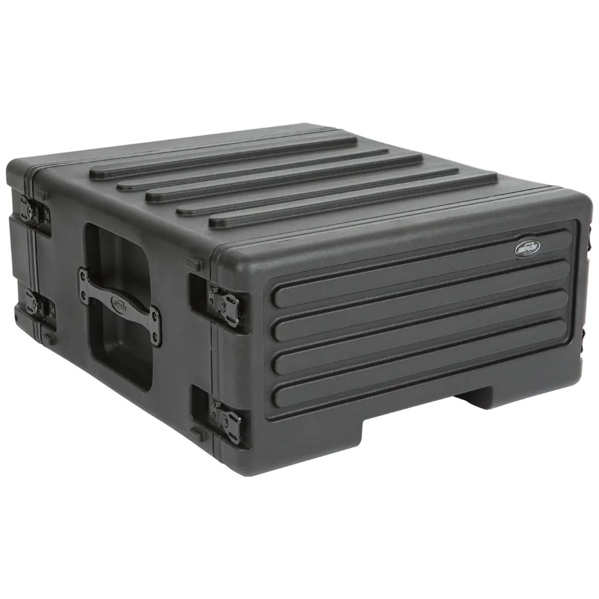 樂天商城 - SKB 4U rSeries ローリングラック、統合バックホイールとワンタッチプルハンドル付き、4ラックユニットとインターロック成形スタッキングバー付き