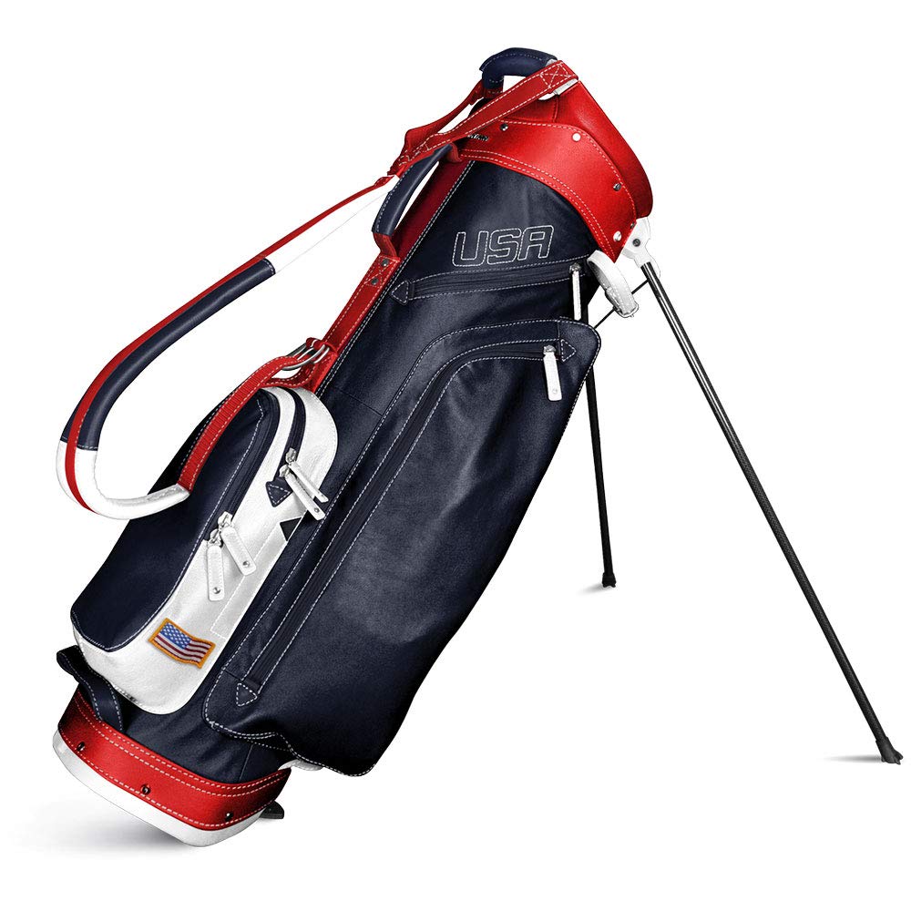 Sun Mountain 2024 レザーゴルフスタンドバッグ レッド/ホワイト/ブルー