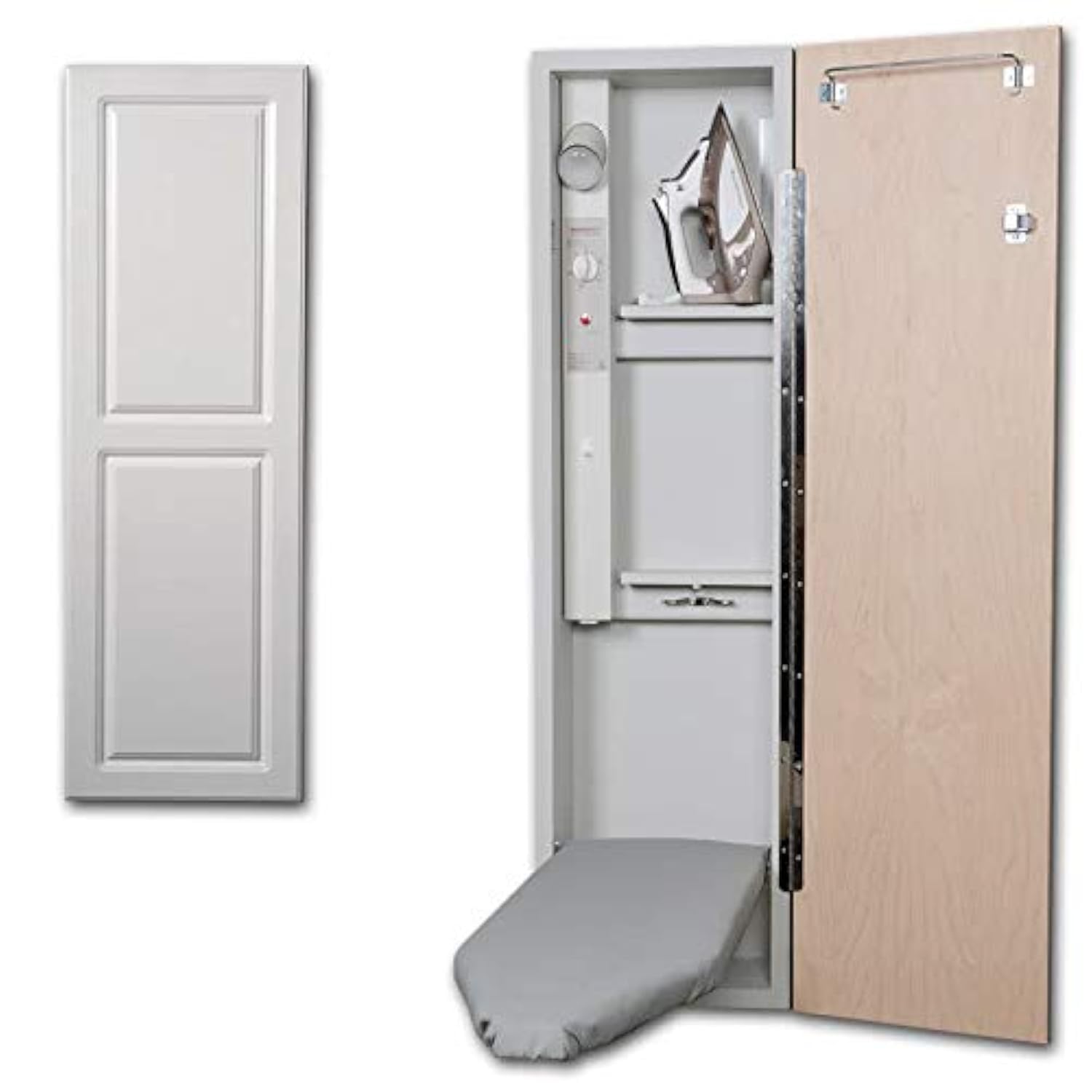 Iron-A-Way E42RWU-L Iron-A-Way E-42-L アイロンセンター - 42インチ 内蔵アイロンボード 電気システム、ライト、タイマー付き - 左ヒンジドア