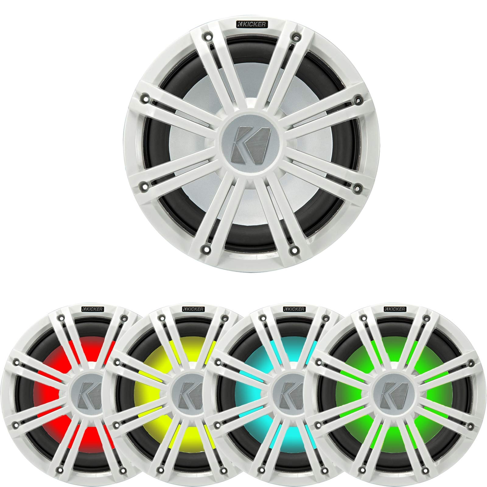 KICKER 45KMF124 12インチ 耐候性サブウーファー フリーアーアプリケーション用 45KMG12W 12インチ LEDグリル(ホワイト)