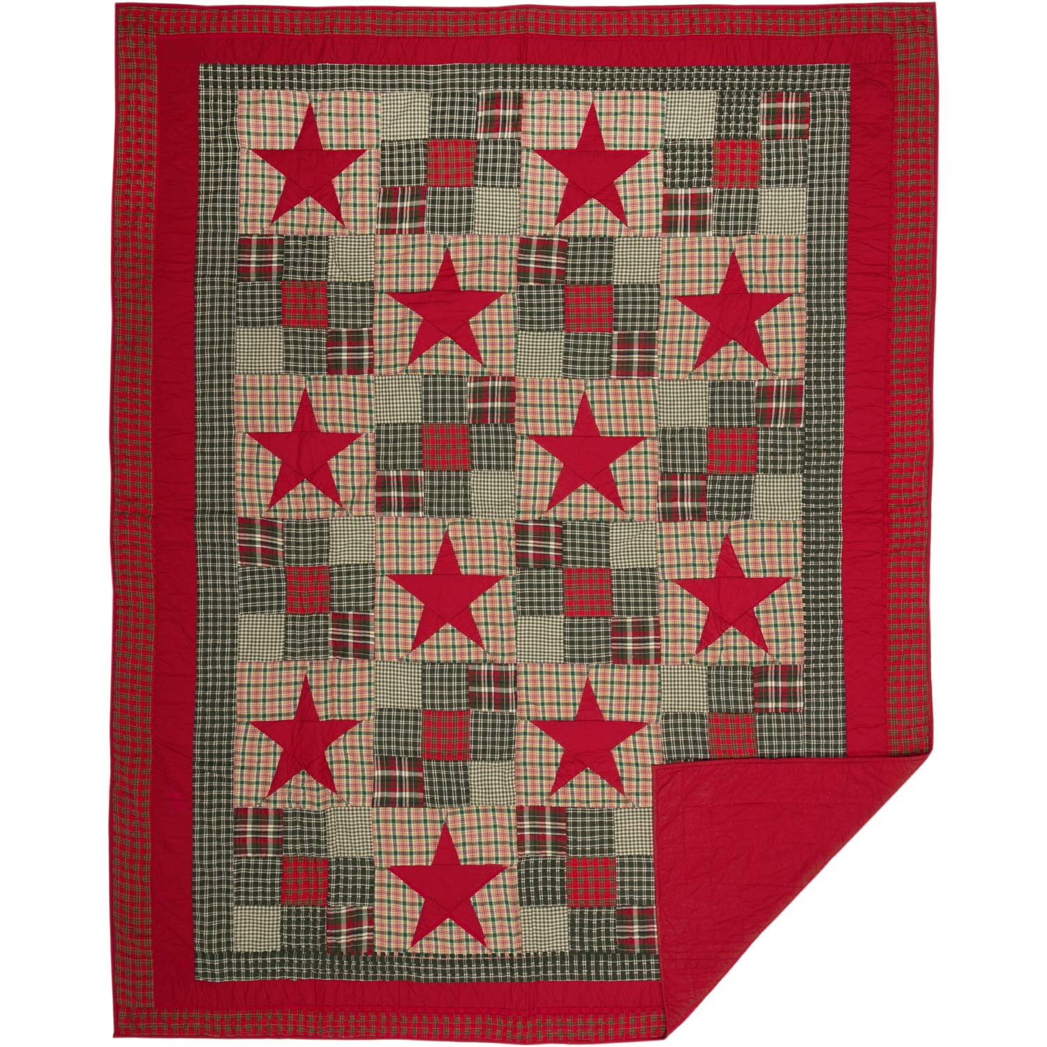 VHC Brands Forreston Ninepatch ツイン 86x68 キルト レッド