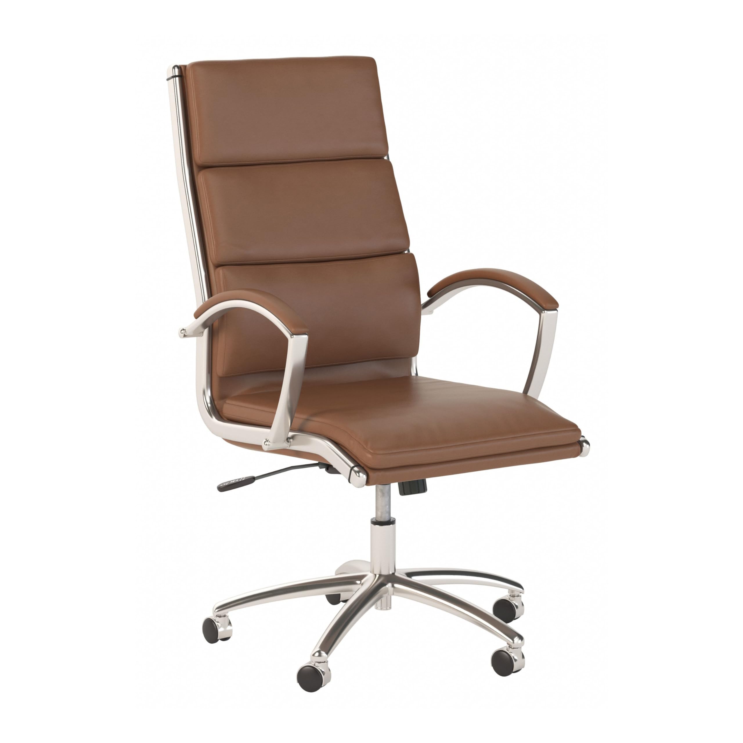 Bush Business Furniture 400 Series High Back Leather Executive Office Chair in Saddle Tan 141［..