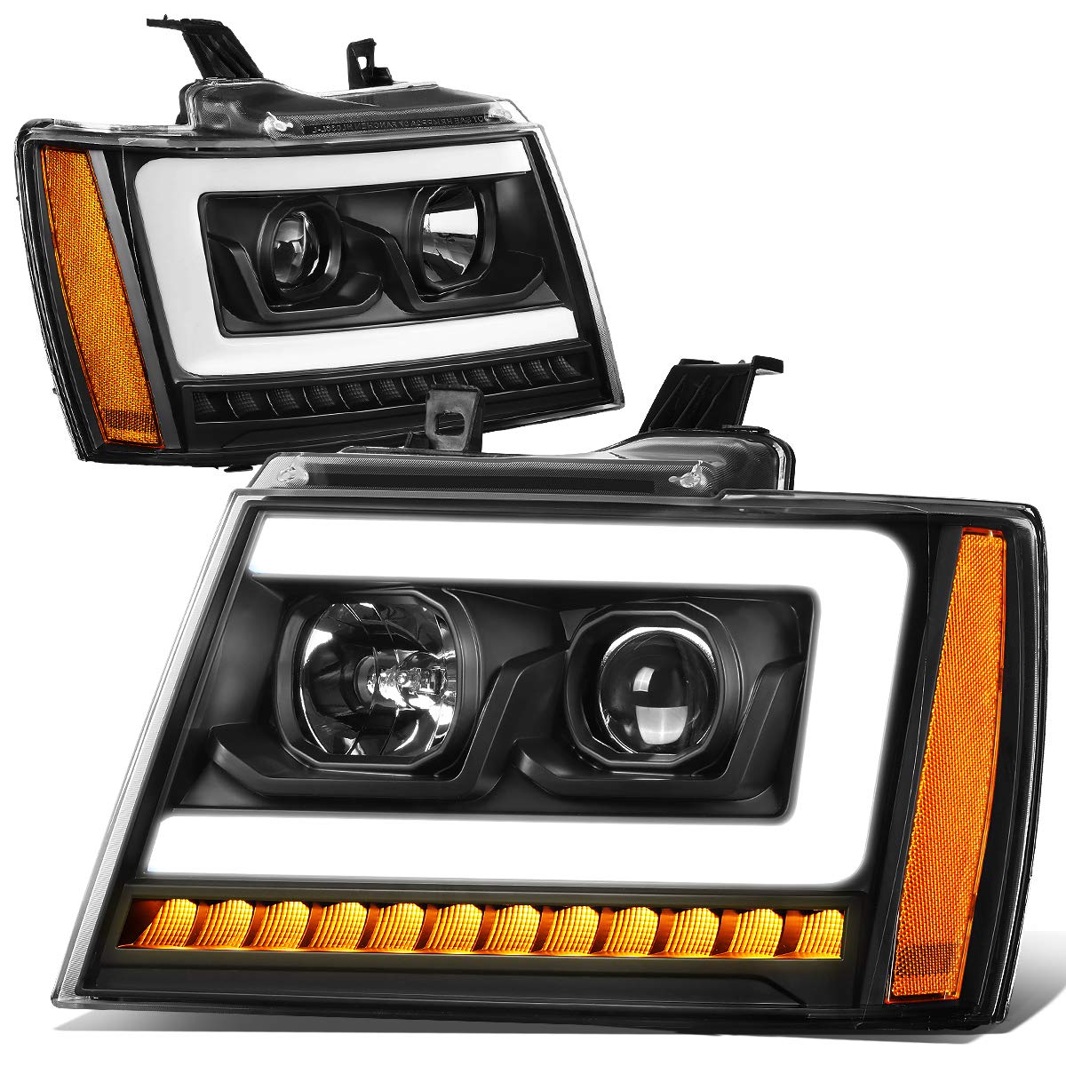 樂天商城 - DNA MOTORING HL-HPL-CSA07-BK-AM LED DRL+シーケンシャルウィンカープロジェクターヘッドライトヘッドランプ、ブラックハウジング/アンバーコーナー