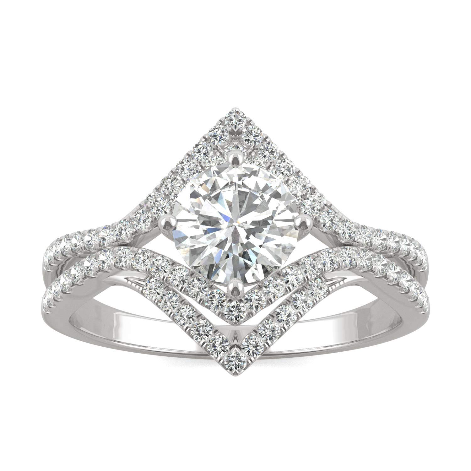 Charles & Colvard 14K ホワイトゴールド モアッサナイト 6mm ラウンド婚約指輪 1.22cttw DEW 6.0 金属 モアサナイト