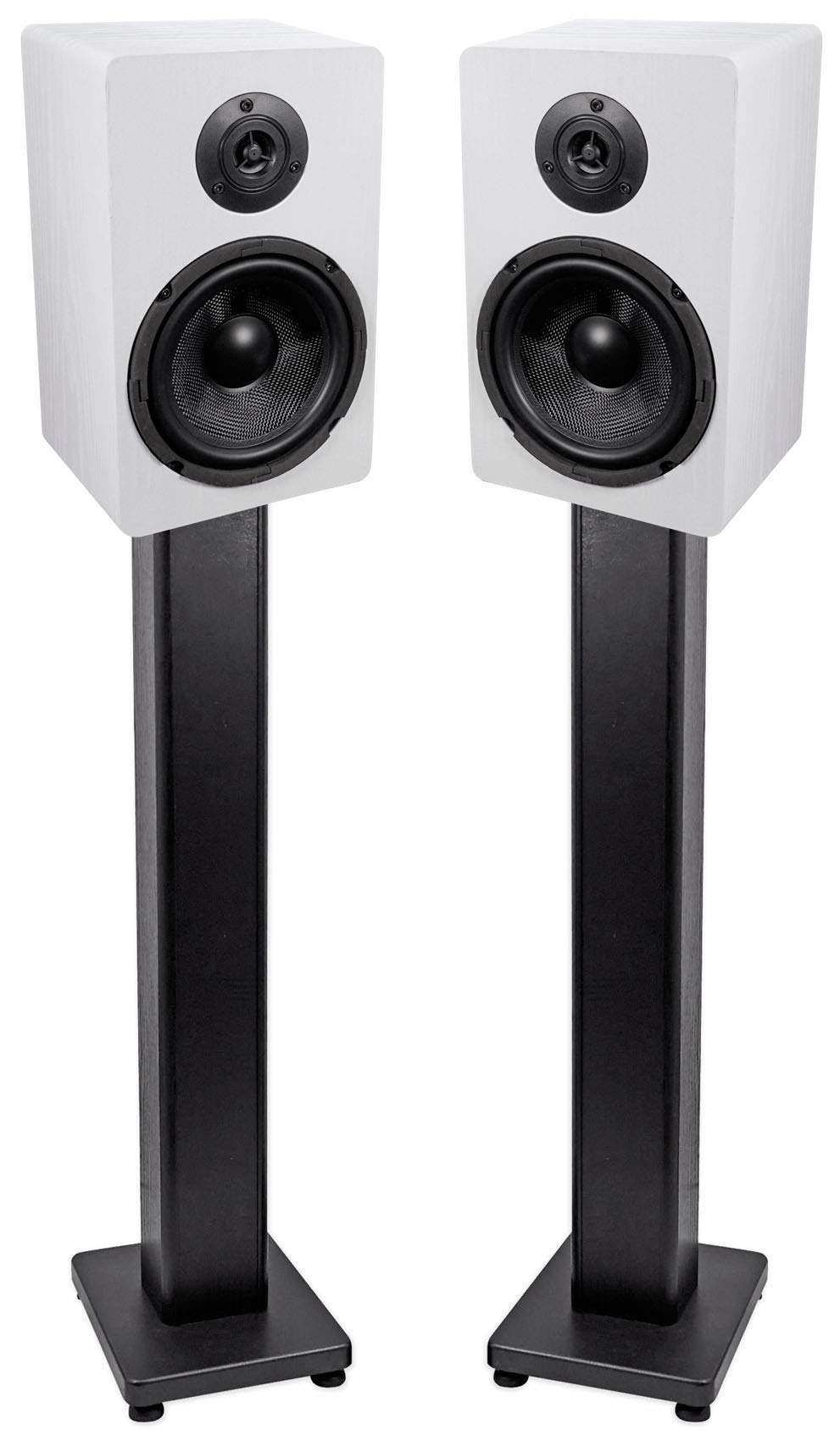 樂天商城 - Rockville RockShelf 68W ホワイト 6.5インチ ホームブックシェルフスピーカー + 28インチスタンド