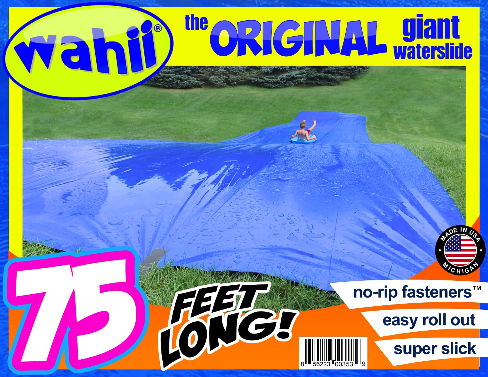 RICOH - Wahii ウォータースライド 75 x 12 - 空気注入式ライダー1個、ファスナーキット - 世界最大の裏庭用芝生ウォータースライド - 2009年以来クラシック - ティーンズと大人用ウォータースライド
