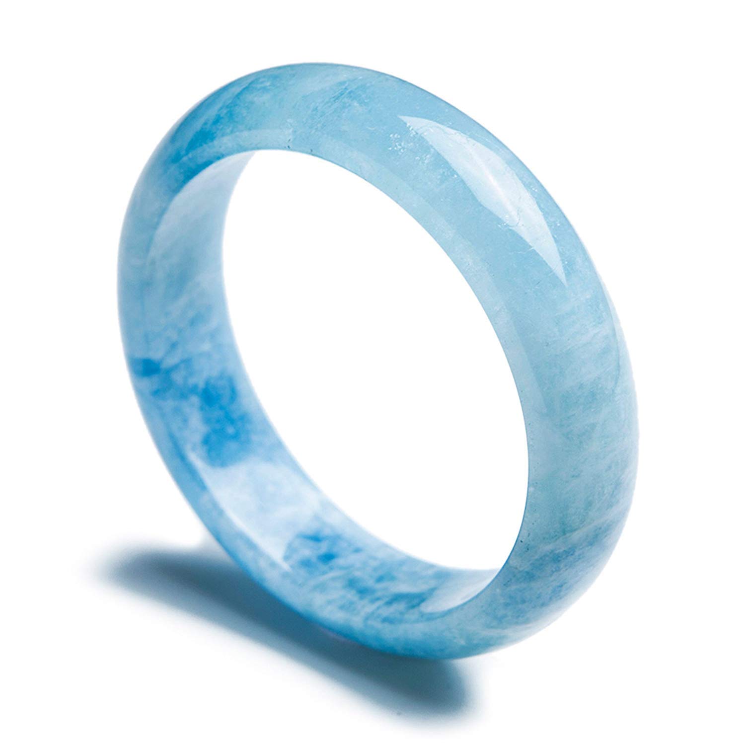 DUOVEKT 天然アクアマリンバングル レディース メンズ クリスタルブルー ジェムストーン 16x9mm ビーズ..