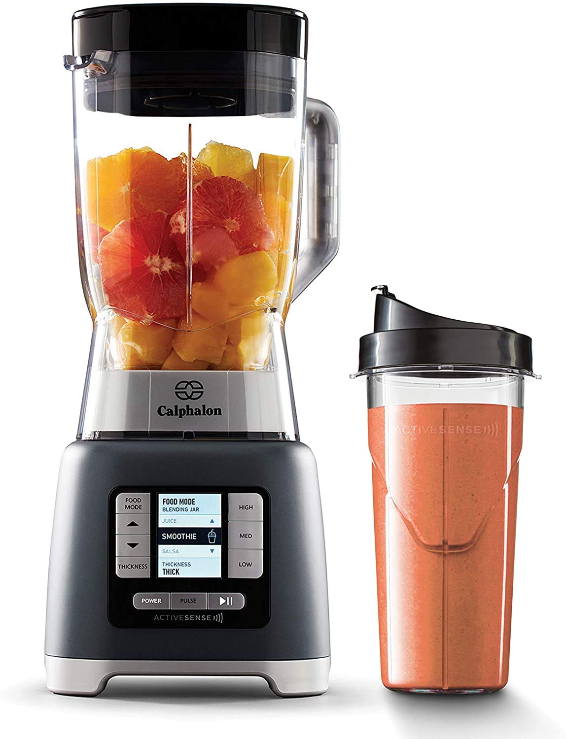 Calphalon 2099742 ActiveSense 2 Liter Blender with Blend N Go Smoothie Cup Gray