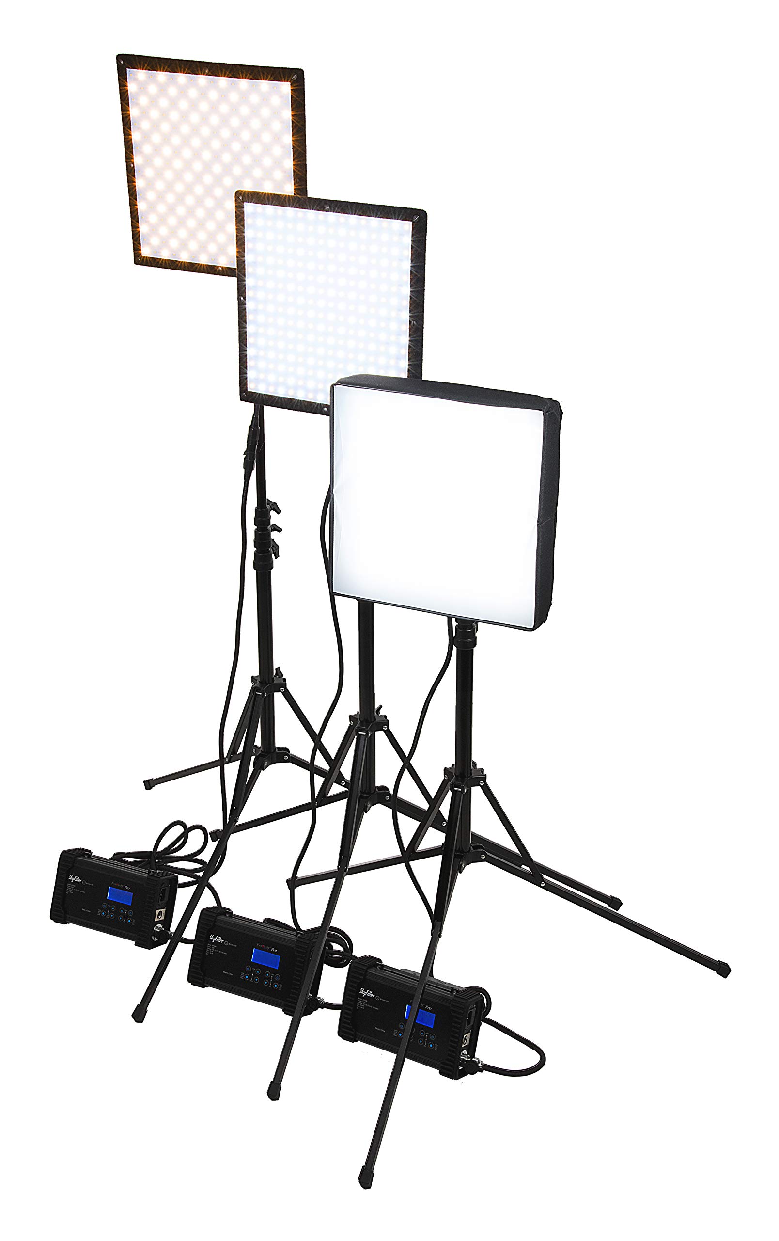 SkyFiller 1x1 バイカラー LED 3ライトキット SF50DT 1x1 50W バイカラー パワフル ウルトラポータブル LED照明 Fotodiox