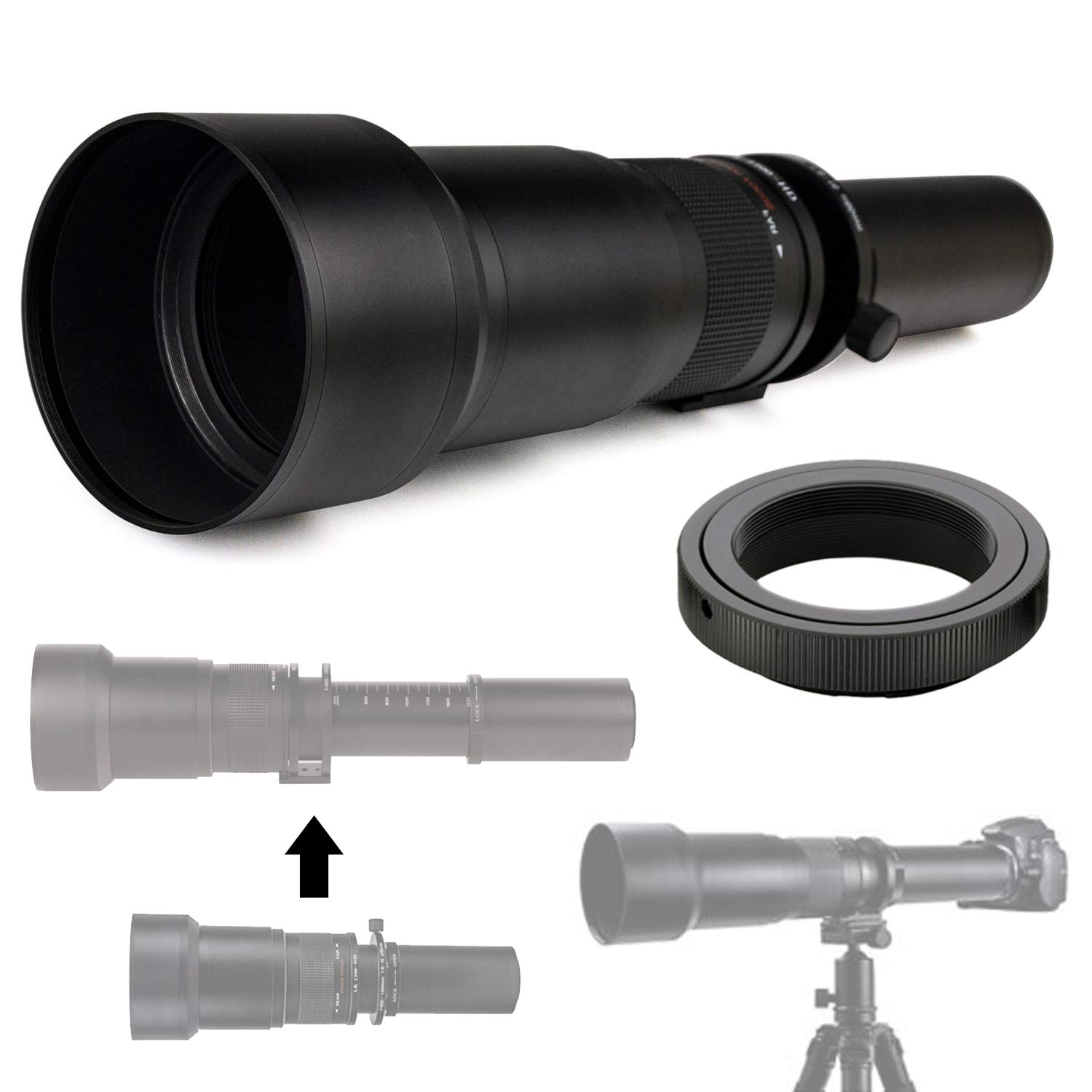 Refill Ink - 650-1300mm f/8-16 HD 望遠ズームレンズ Pentax K-1 K-S2 K-S1 K-500 K-70 K-50 K-30 K5 IIs K-7 K-5 K-3 II K-2 K100D K110D and K10D デジタル一眼レフカメラ用