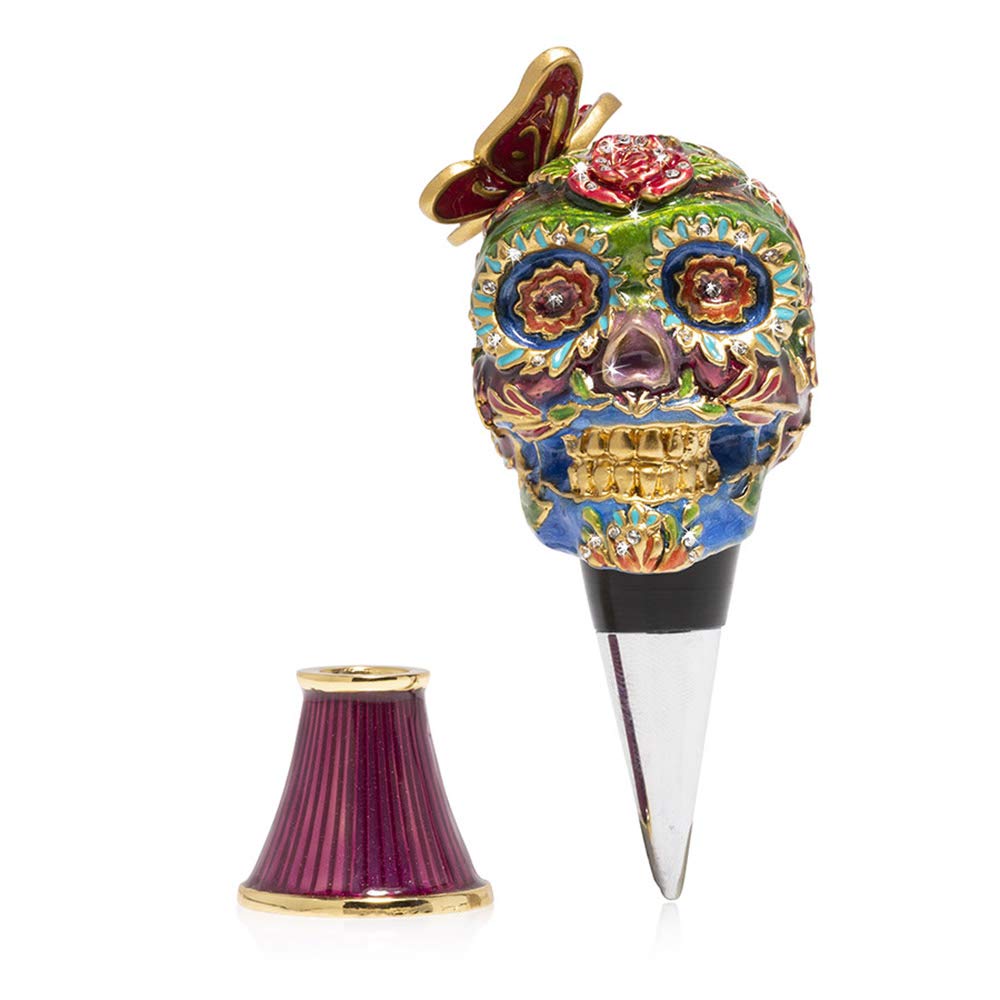 Jay Strongwater Calavera スカルワインストッパーとスタンド