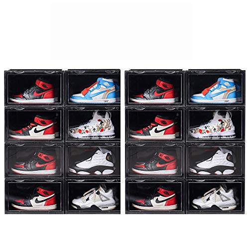 K.T.Z マグネット式サイドオープン 透明プラスチック収納ボックス 積み重ね可能 折りたたみ式収納ボッ..