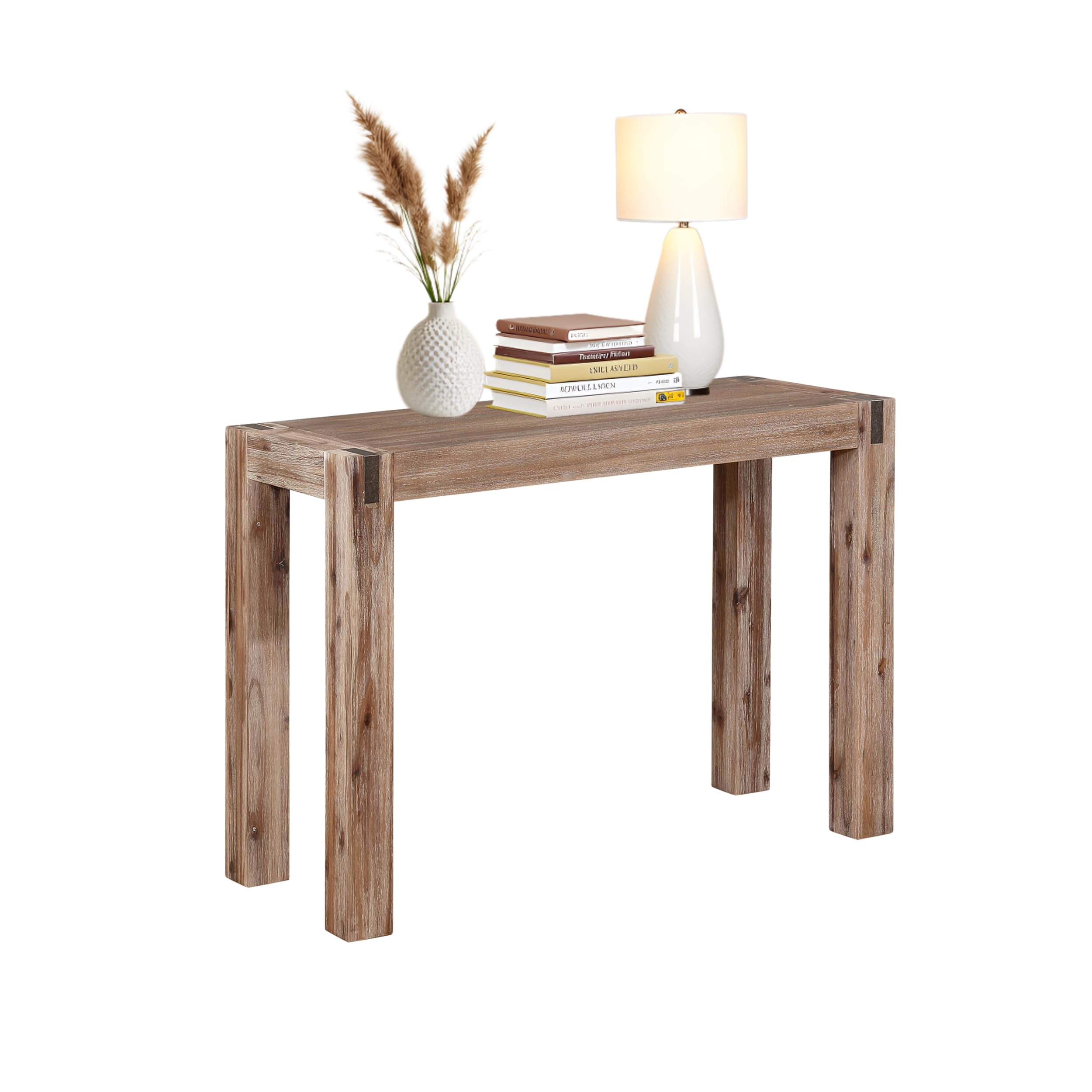 Bolton Furniture ANWO1026 Metal Inset Media Console Table Standard Brushed Driftwood 141［並行輸入］