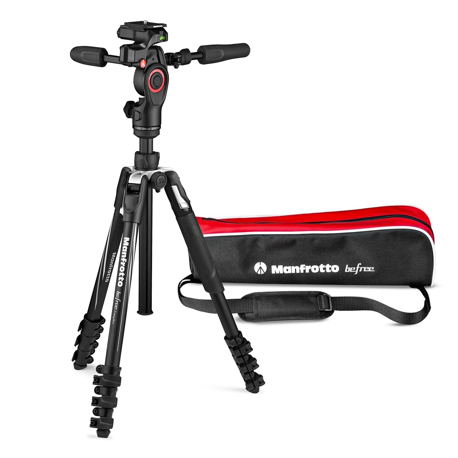 マンフロット(Manfrotto) befree アドバンス 3ウェイライブ トラベル三脚キット MH01HY-3W雲台 6kg耐荷重 最高151cm ブイログ ユーチューバー用 キャリングバッグ付き