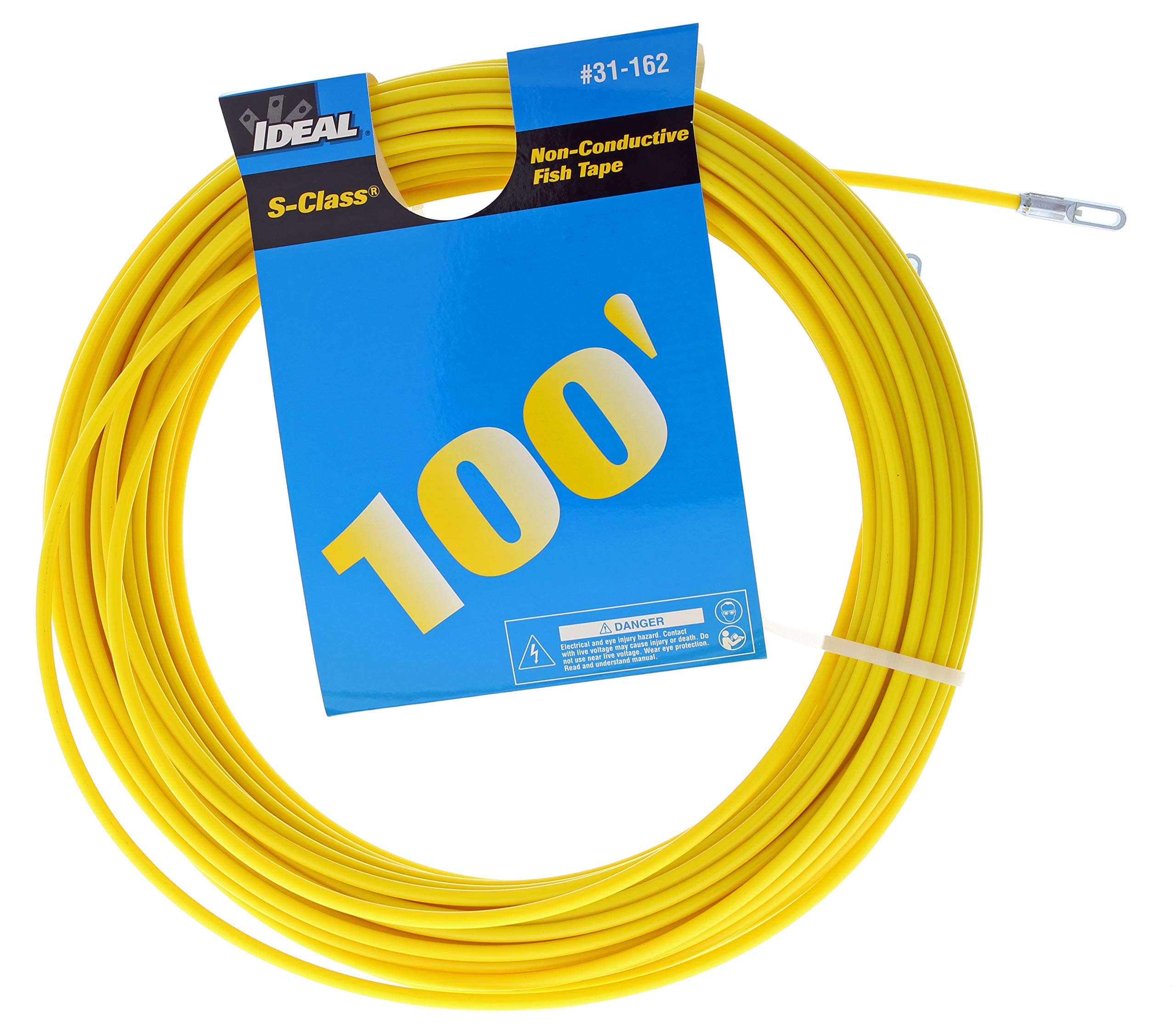 IDEAL Electrical 31-162 Sクラス ファイバーグラス 交換用フィッシュテープ 100フィート 非導電性 メタルアイレット付き Tuff-Grip Proケース