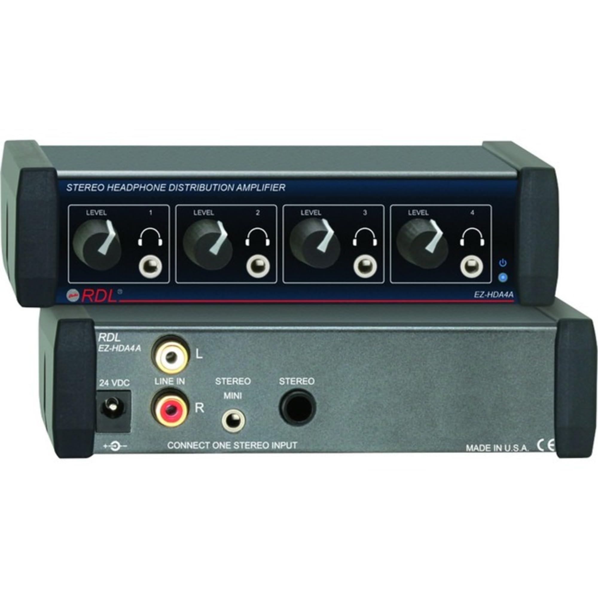 RDL EZ-HDA4A Stereo Headphone Distribution Amplifier by RDL
