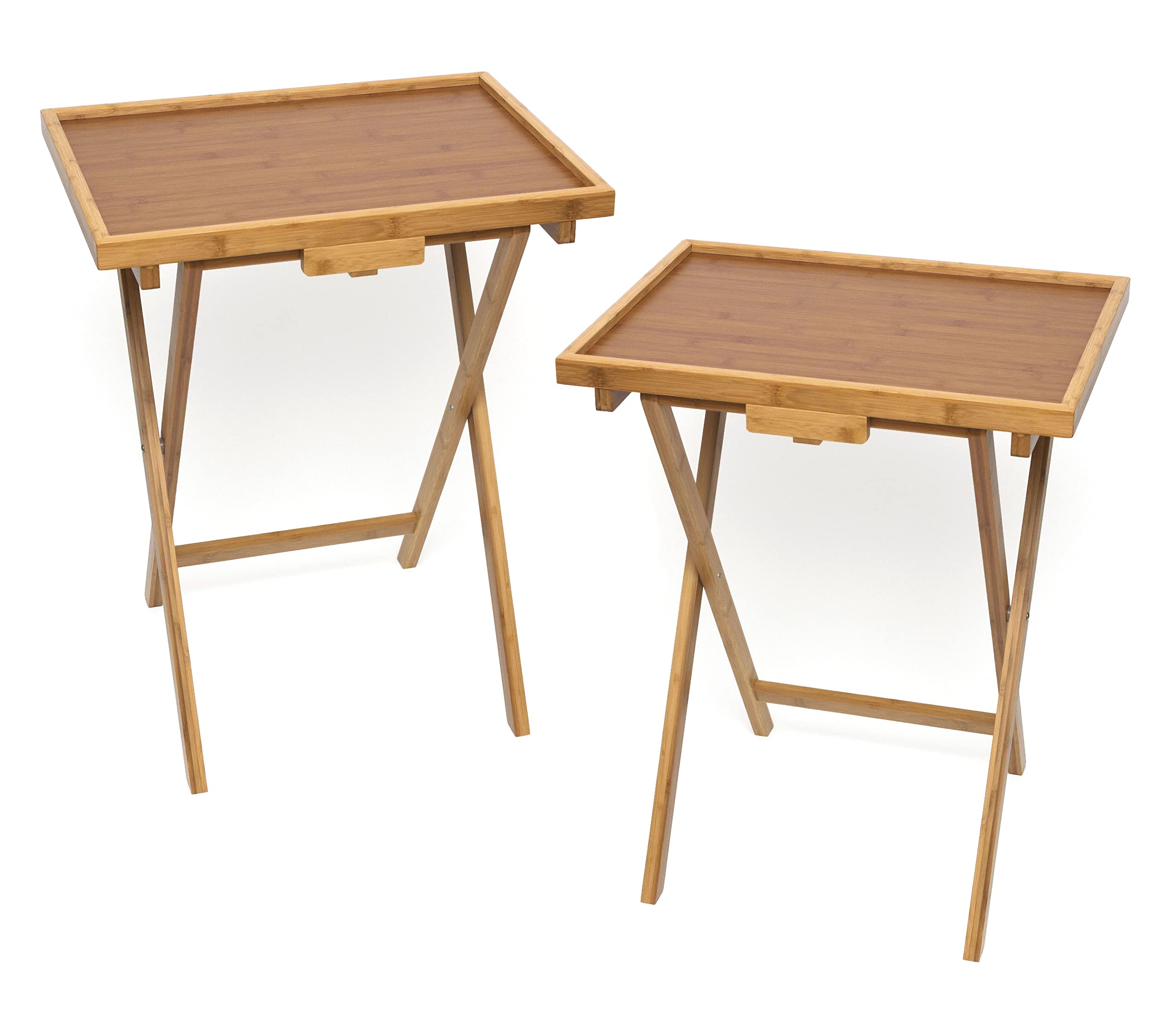 Set 2 Snack Tables Bamboo