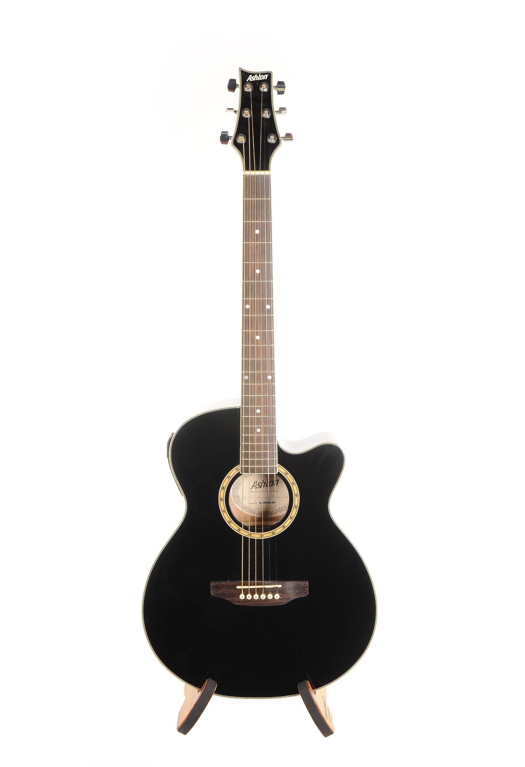Ashton アシュトン SL Series SL29CEQBK Slim-Line Acoustic/エレキギター with Built-In チューナー アコースティックギター アコギ ギター (並行輸入)