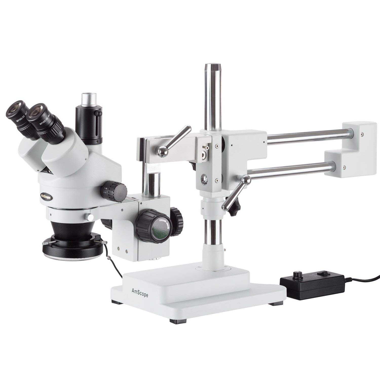 AmScope LED 3.5X-90X三眼ステレオBOOM顕微鏡+ 144