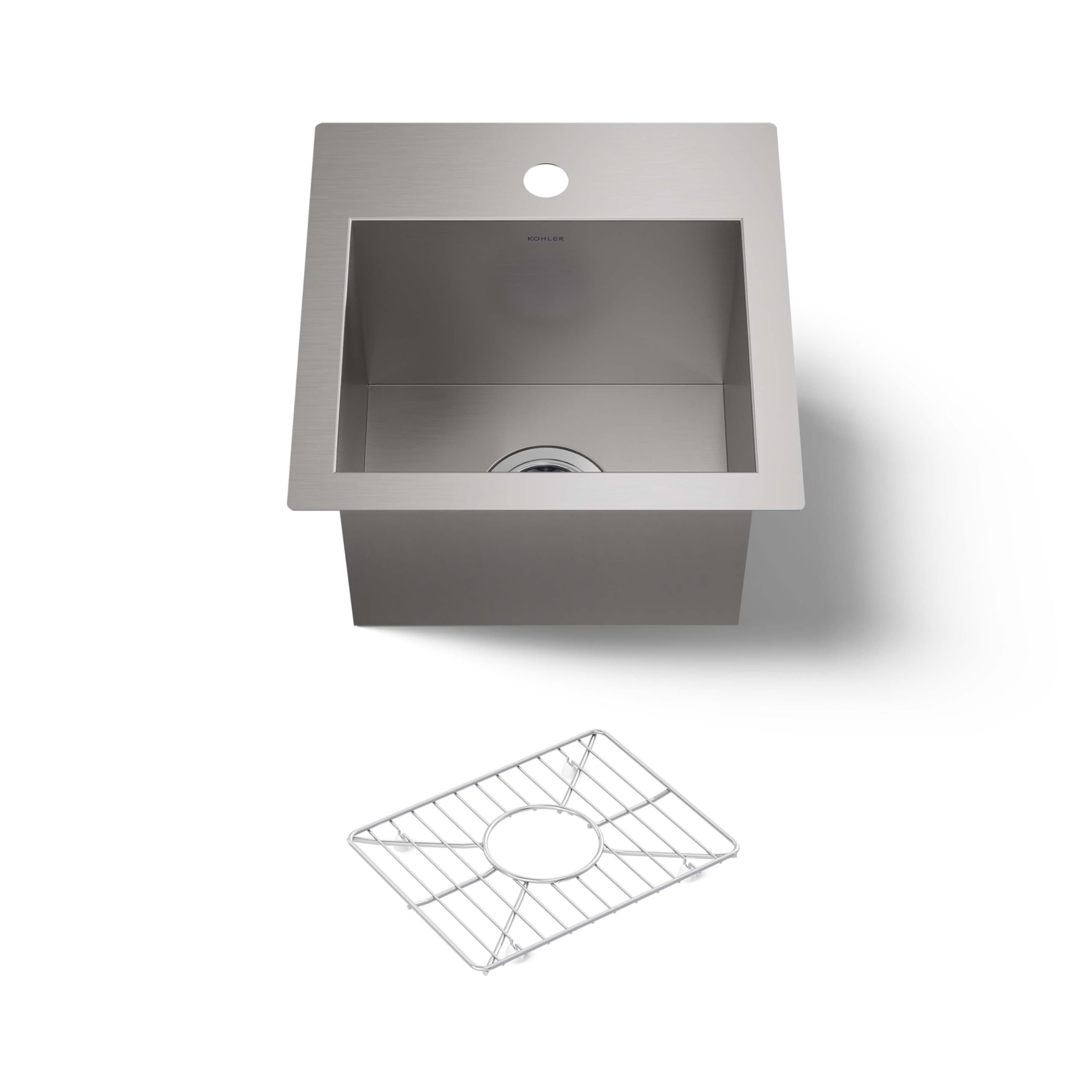 Kohler k-3840 ? 1 Vault 15 ドロップまたはアンダーマウント単一の溝ステンレススチールバー、 K-3840..