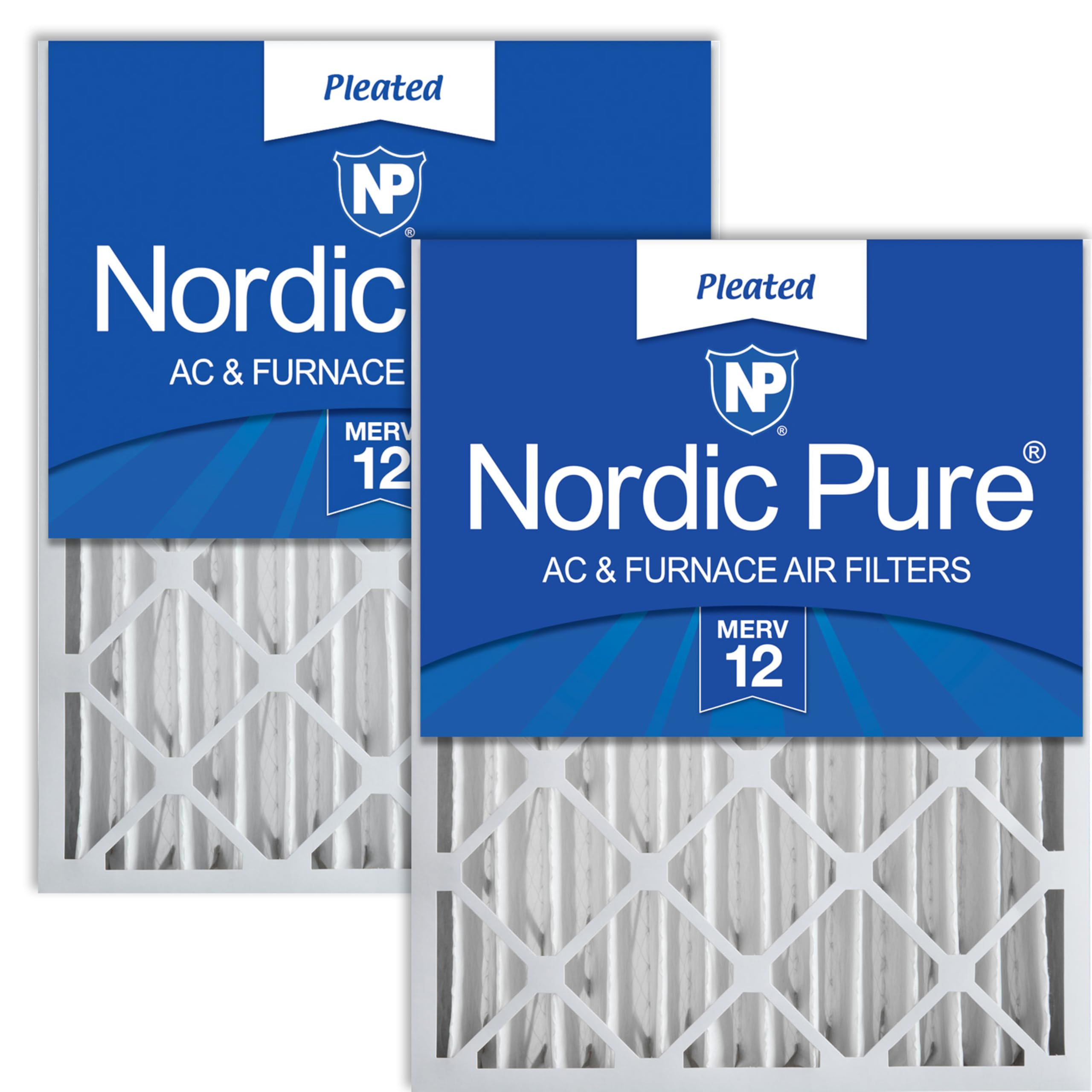 Nordic Pure MERV 12 プリーツ付きエアコン 炉 フィルター 2箱 16x20x4 16x20x4M12-2 1