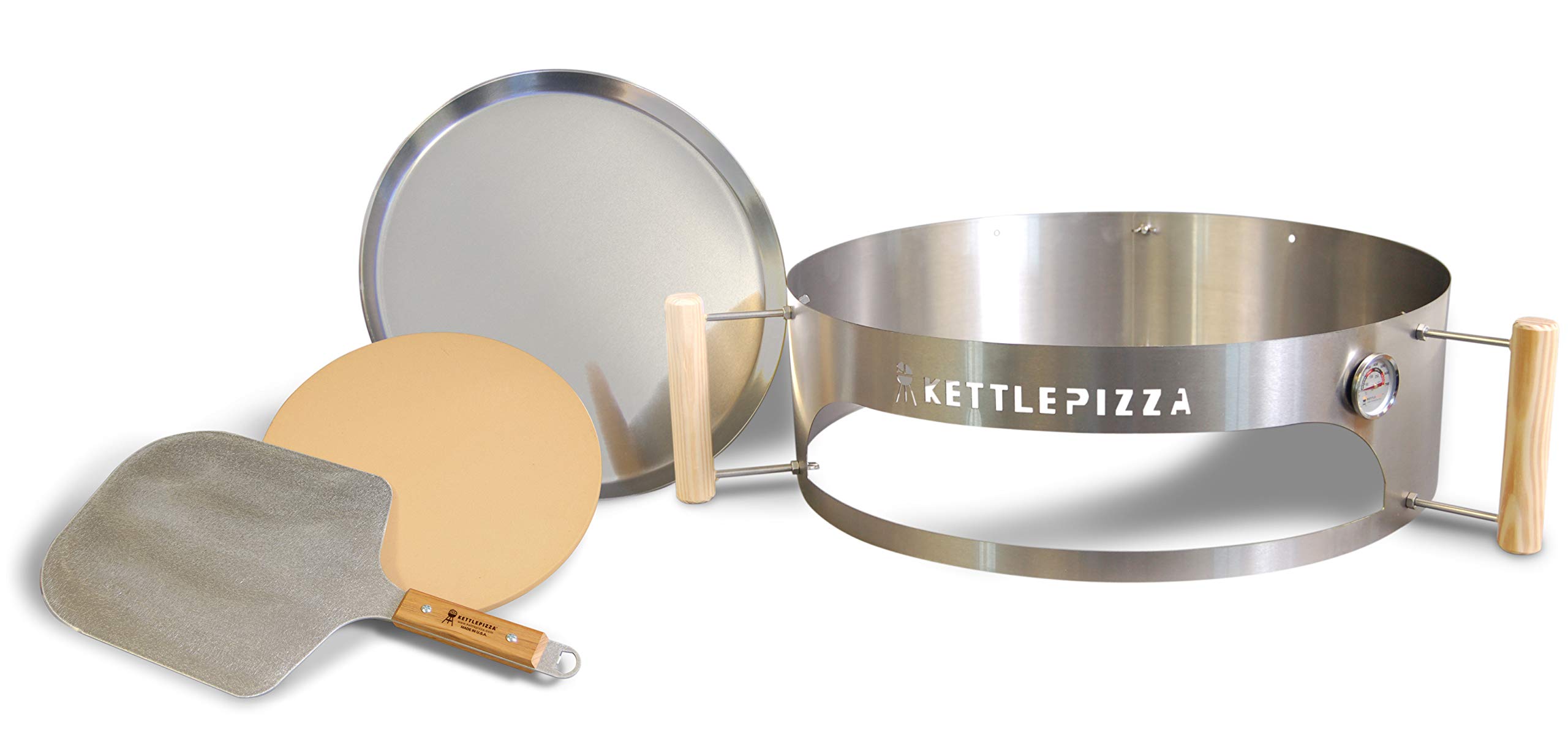 Kettle Pizza(ケトルピザ) バーベキューコンロ 焚火台 ウェーバーBBQ用ピザ窯アタッチメント デラックスキット ピザストーン アルミピール付き Deluxe USA Outdoor Pizza Oven Kit for18.5 and 22.5 inch Includes Stone and Aluminum Peel
