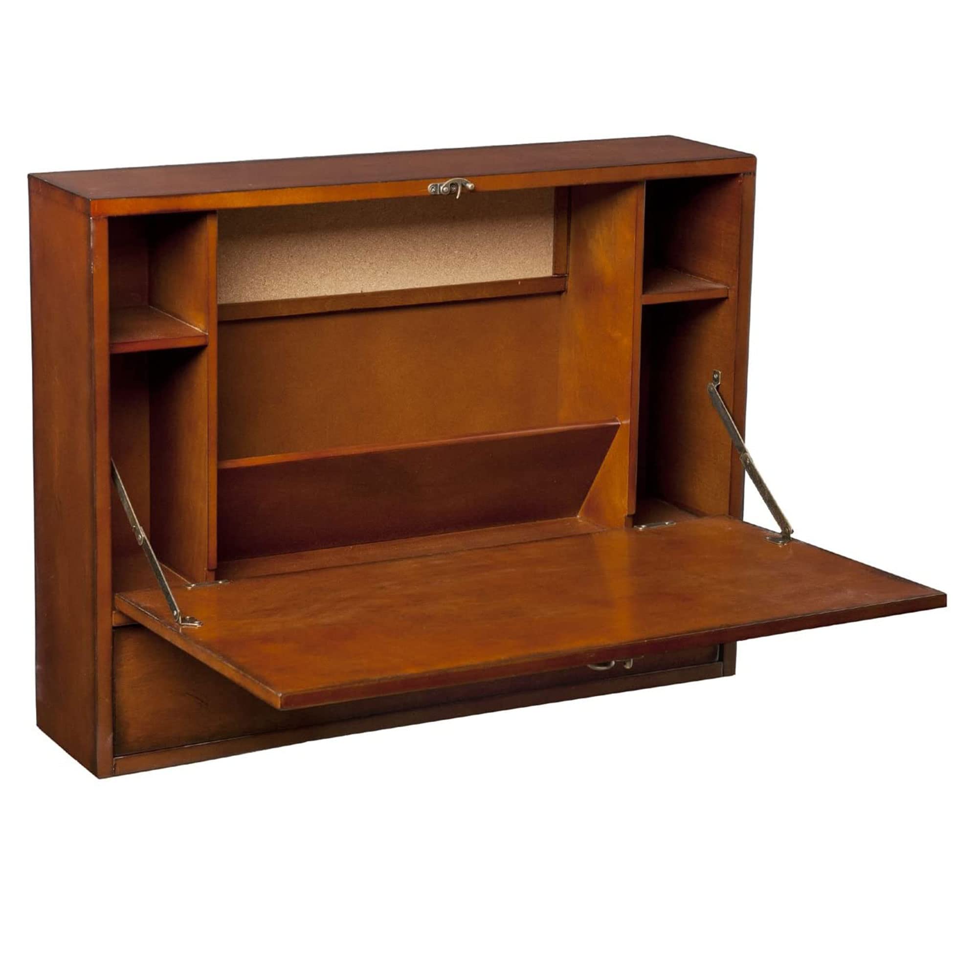 Southern Enterprises Willingham Wall Mount Folding Laptop Desk - Fold Down Desktop w/Compartments - Dark Brown Finish 141［並行輸入］