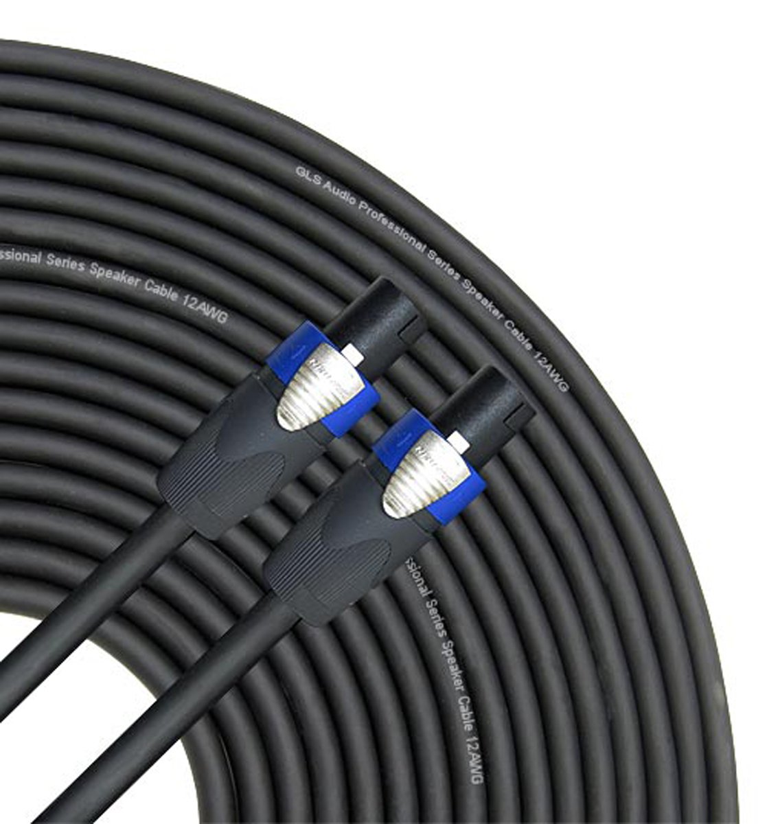 GLS Audio 100フィートスピーカーケーブル 12AWG 4コンダクターパッチコード バイアンプ用 - 100フィートスピコンからスピコン プロフェッショナルケーブル 4C ブラック Neutrik NL4FX (NL4FC) 12ゲージワイヤー - Pro 100フィート スピーカーオンコード 12G 4コンド - シン