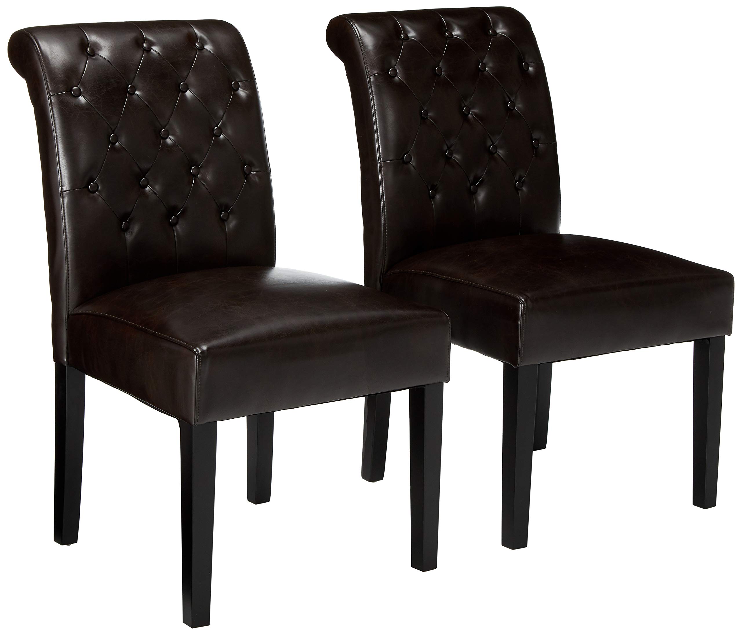 Christopher Knight Home Elliston Brown Leather Dining Chair (Set of 2) 141［並行輸入］