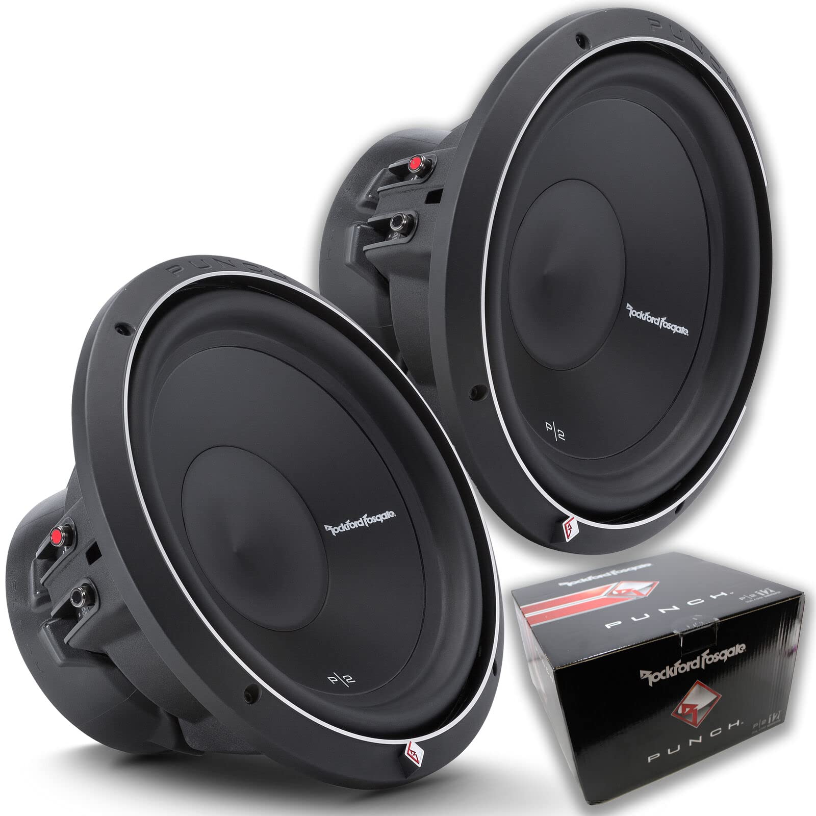 2) ROCKFORD FOSGATE P2D4-12 12インチ 1600ワット デュアル4オーム カーオーディオサブウーファー P2D412