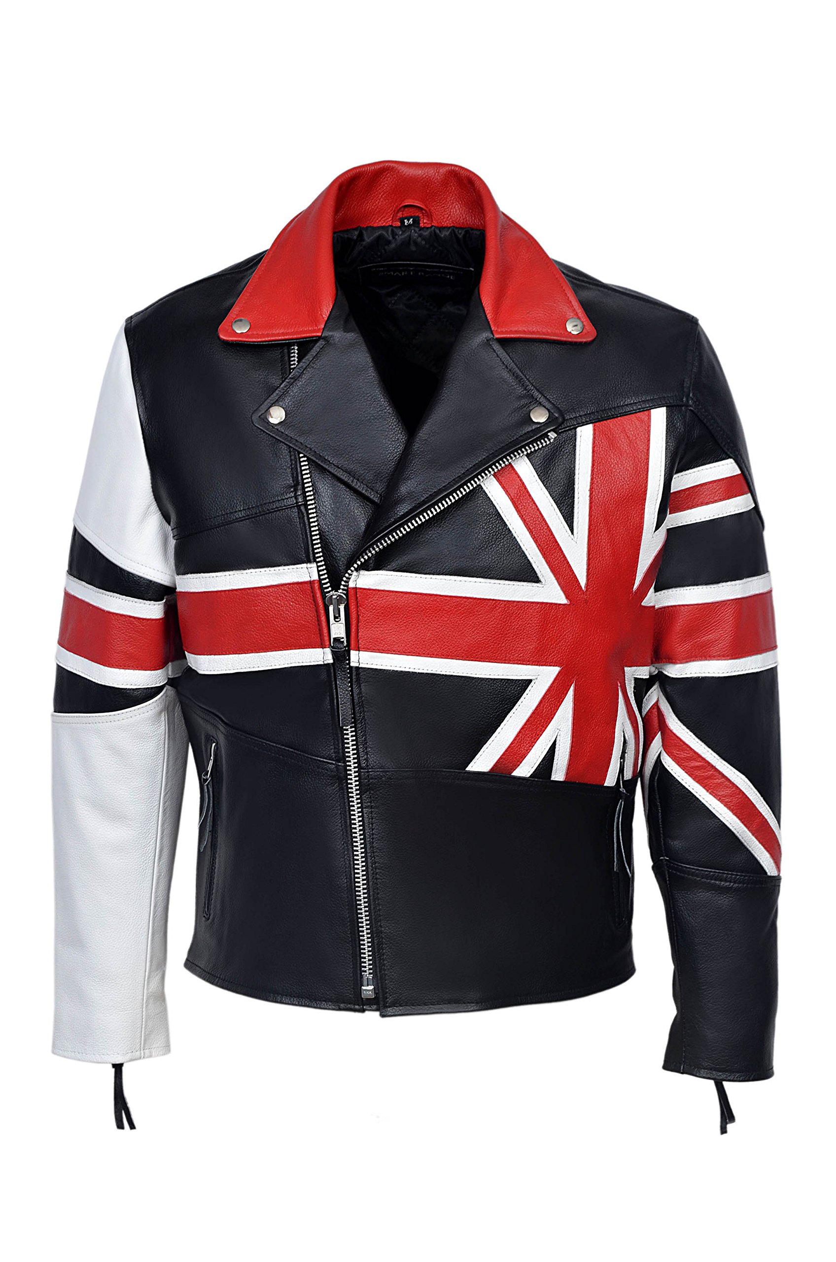 Smart Range メンズ Brando Union Jack オートバイ バイカー 隠し本革ジャケット US サイズ: Small カラー: ブラック