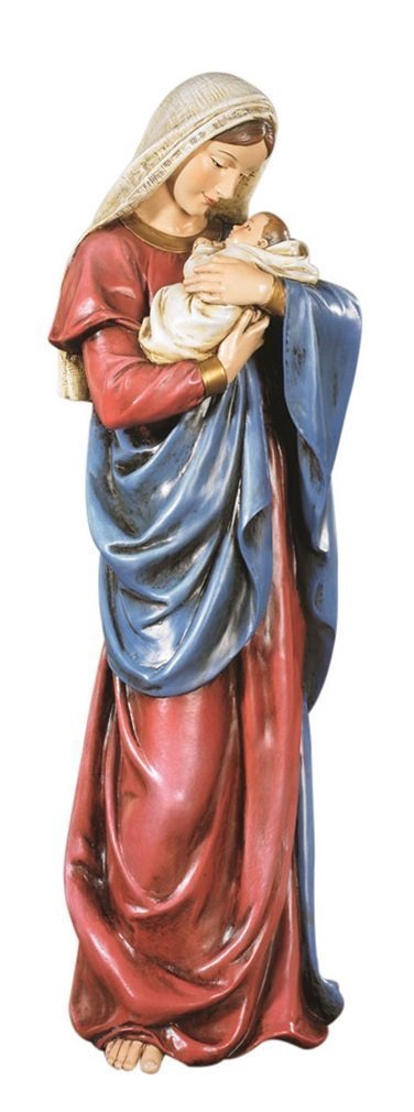 母のキス 聖母マリア 幼児 イエス 愛 23インチ 教会像 フィギュア