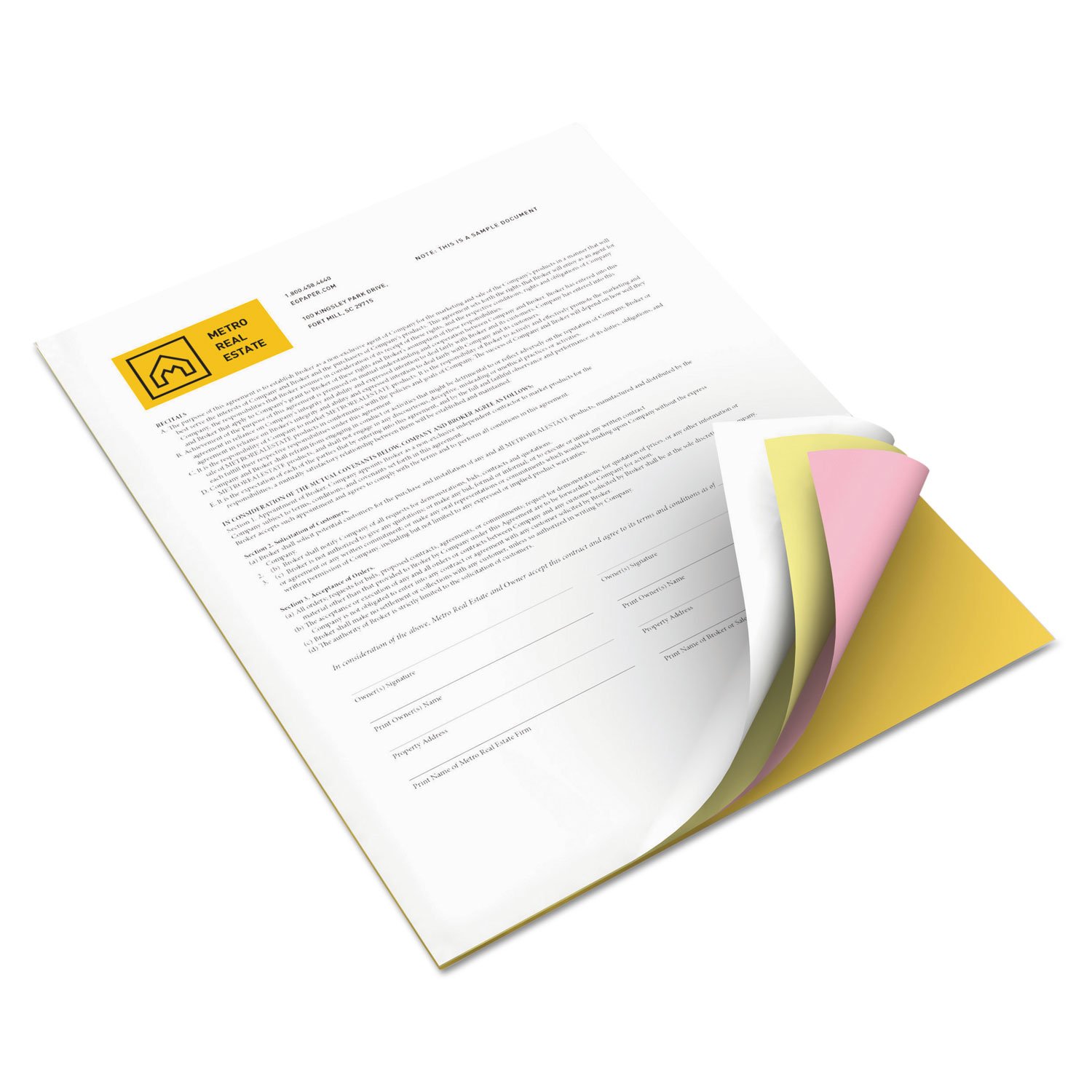 Xerox 3R12430 Premium Digital Carbonless Paper- 8-1/2 x11- White/Canary/Pink/Gldrod- 1250 Sets
