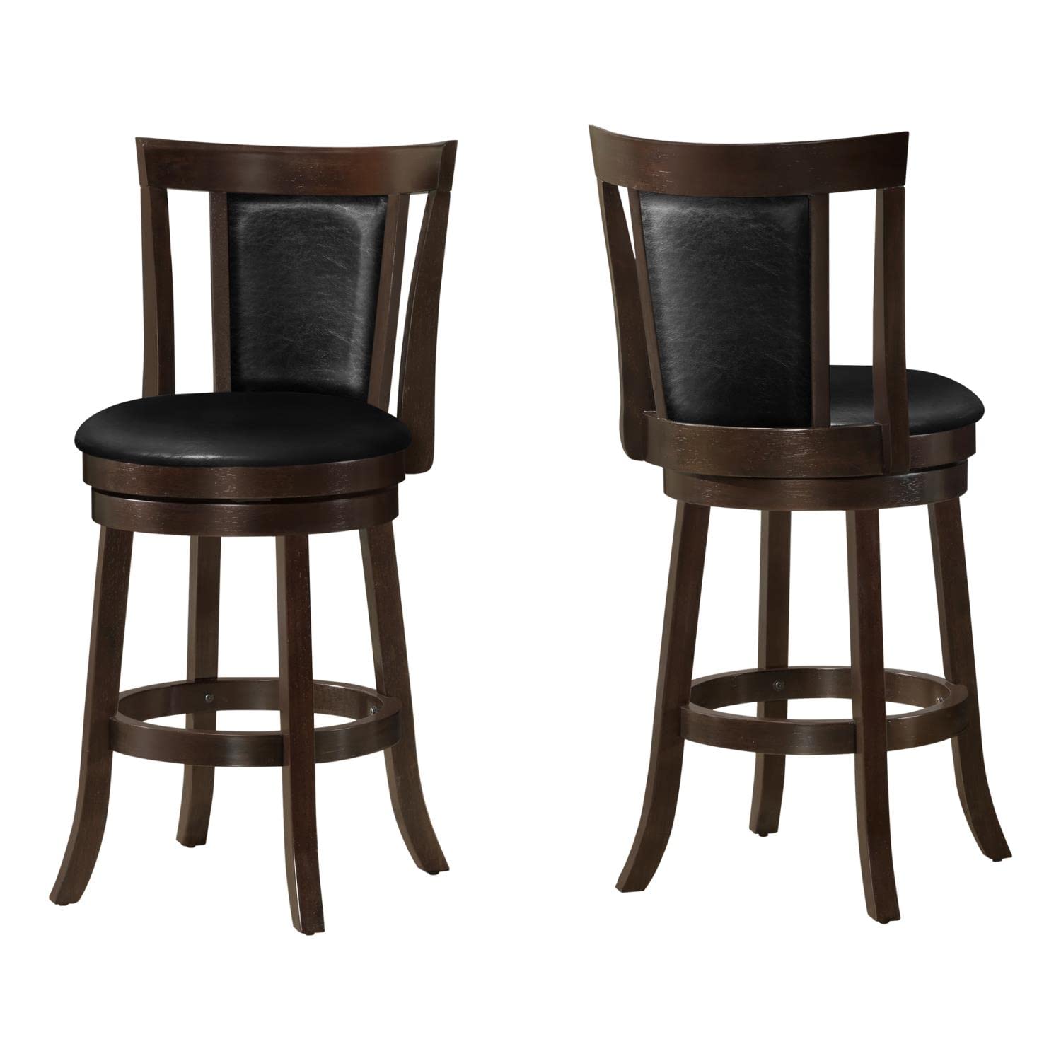 Monarch Specialties I Wood Swivel Barstools 39H Cappucino/Black Leather-Look 141［並行輸入］