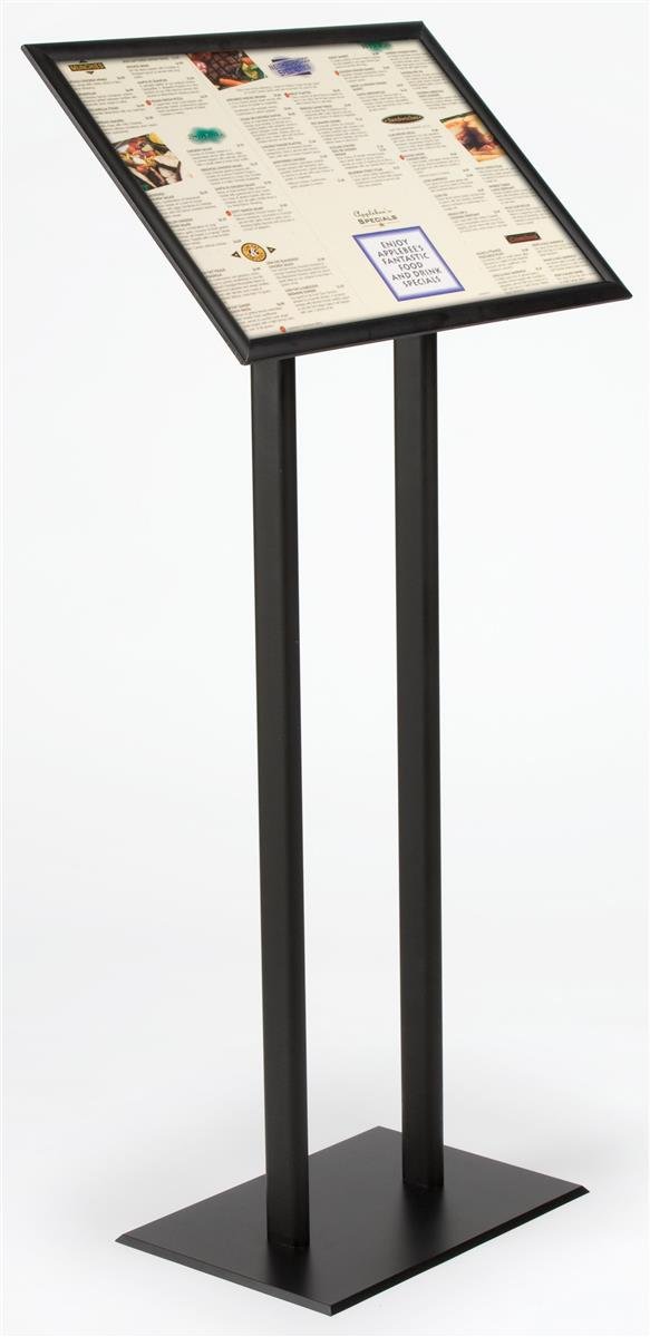サインスタンド 幅23インチ x 高さ48インチ x 奥行き11-1/2インチ ブラック仕上げ アルミニウムメタル自立型ポスターホルダー ? メニューディスプレイ クリップフレームテクノロジーを使用 (2) 11インチ x 14インチ または (1) 22インチ x 14インチのグラフィックを保持