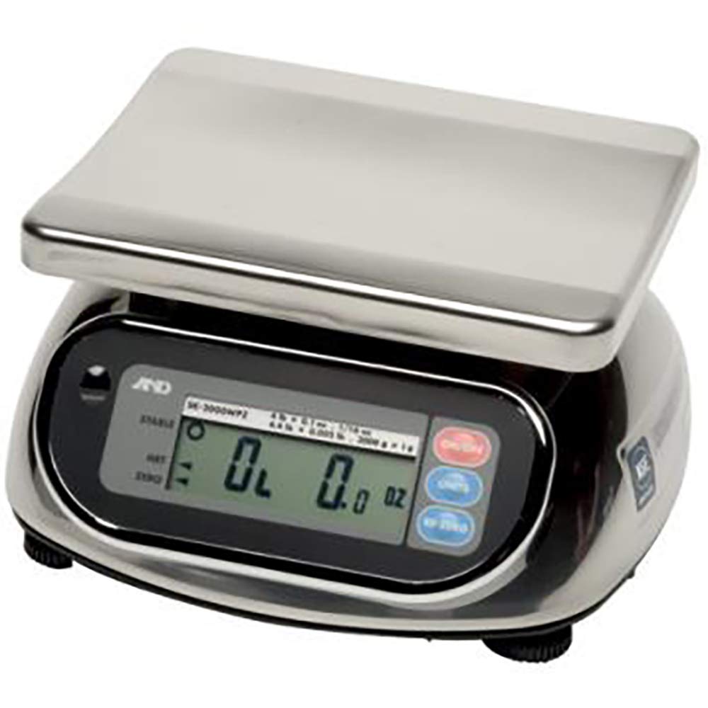 A&D Engineering SK-2000WP Stainless Steel Washdown Scale NTEP Approved 2 000g Capacity 1.0g Increments by A&D Engineering