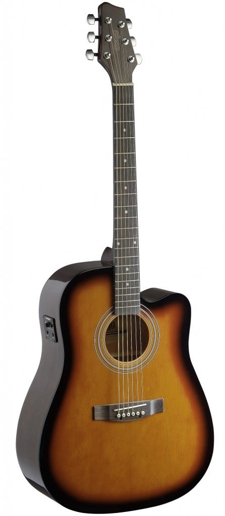 Stagg スタッグ SA40DCFI-BS Dreadnought Acoustic-Electric Cutaway Highgloss Guitar - Brown Sunburst アコースティックギター アコギ ギター (並行輸入)