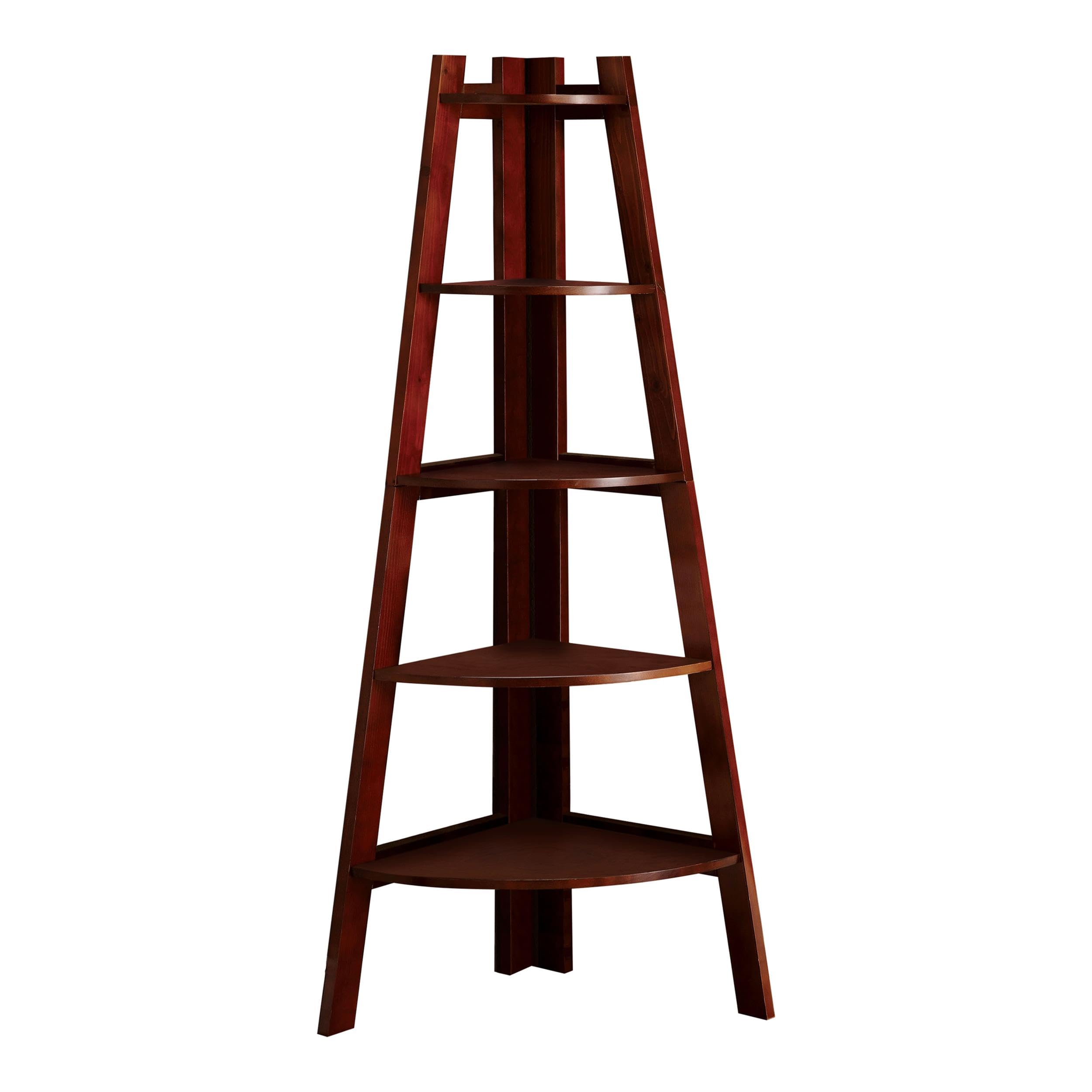 Furniture of America Andrea 5-Tier Corner Bookshelf Cherry by Furniture of America