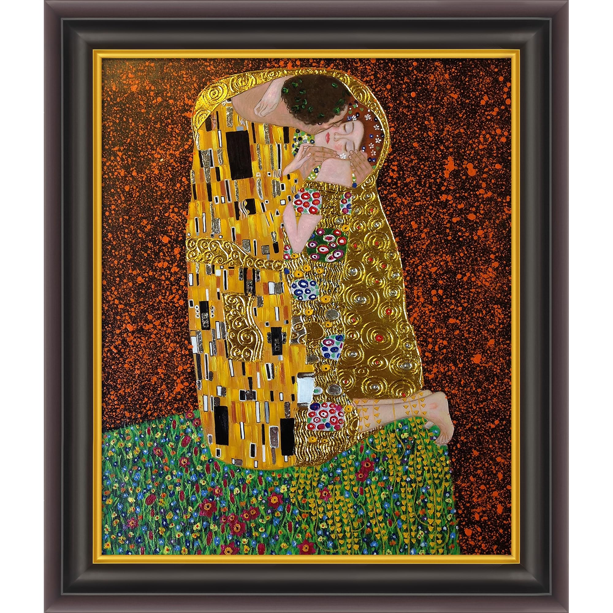 La Pastiche klg1839-fr-240g20 X 24額入り油彩画The Kiss FullビューメタリックEmbellished by Gustav..