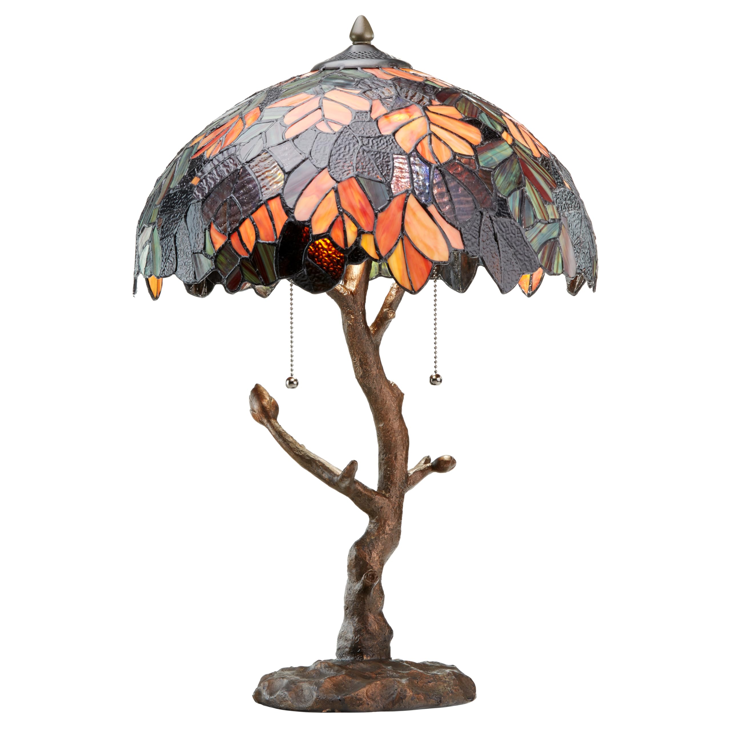 River of Goods Enchanted Forest Tiffany Style Stained Glass Table Lamp with Tree Trunk Base 24.5 by River of Goods