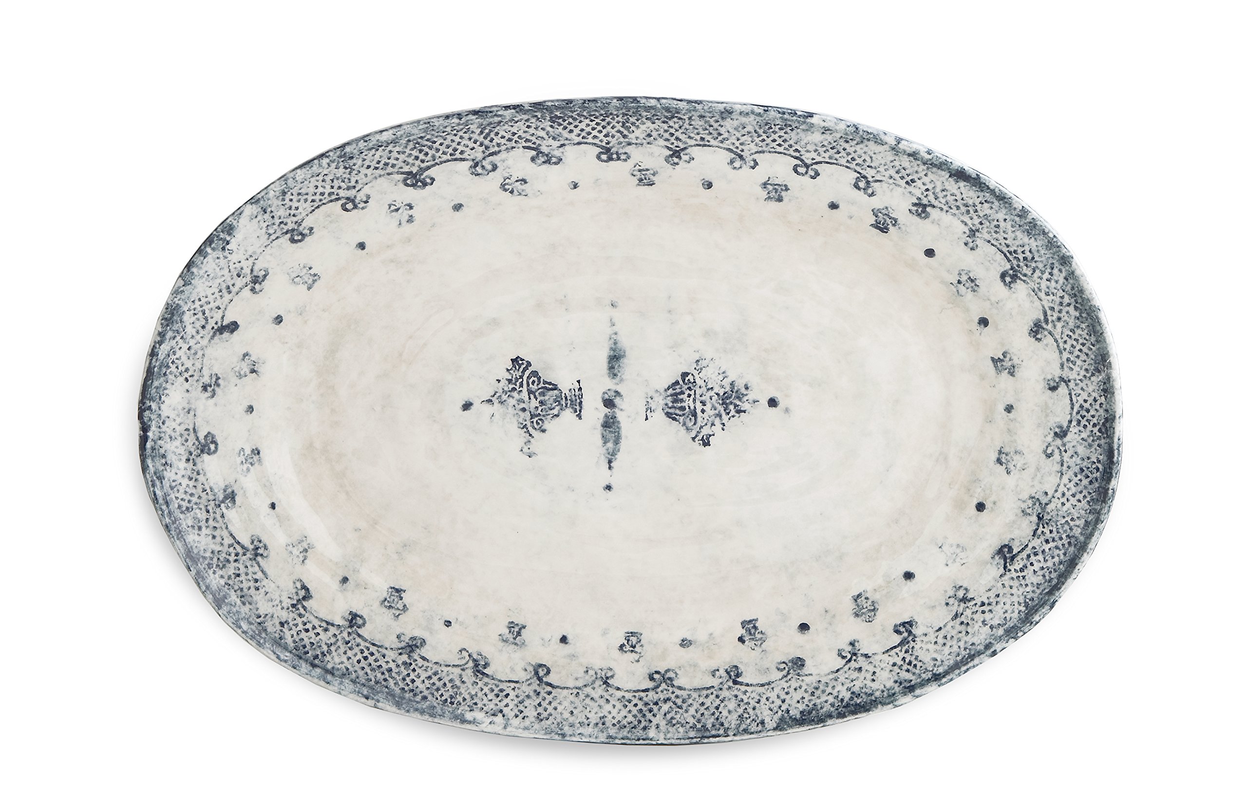Arte Italica Burano Oval Platter、Lサイズ、ブルー
