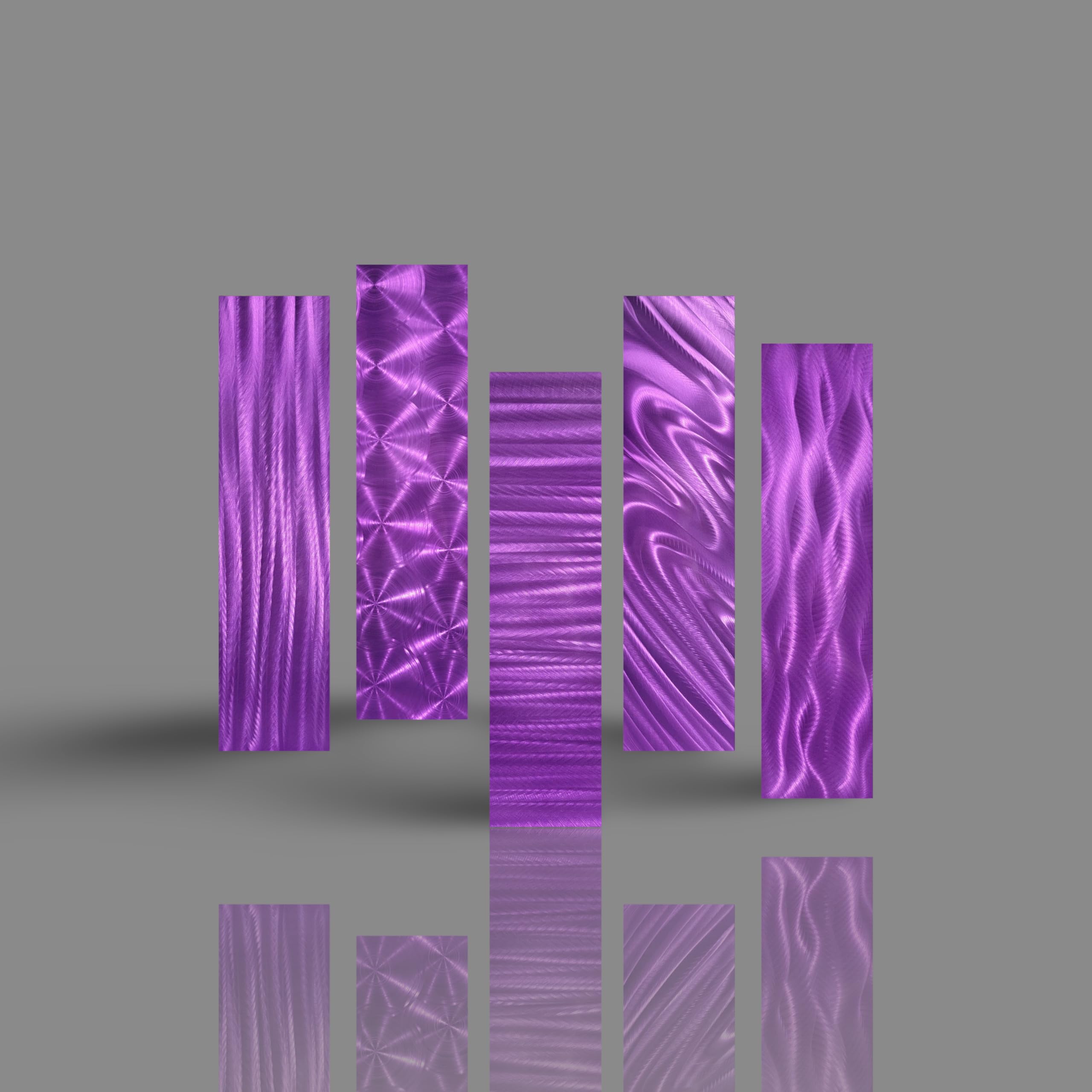 ジョン・アレン 5 Easy Pieces 長方形メタル壁アート装飾 マルチパネルエッチング現代壁アート装飾 5点 パープル 5-easy-pieces-purple-CA