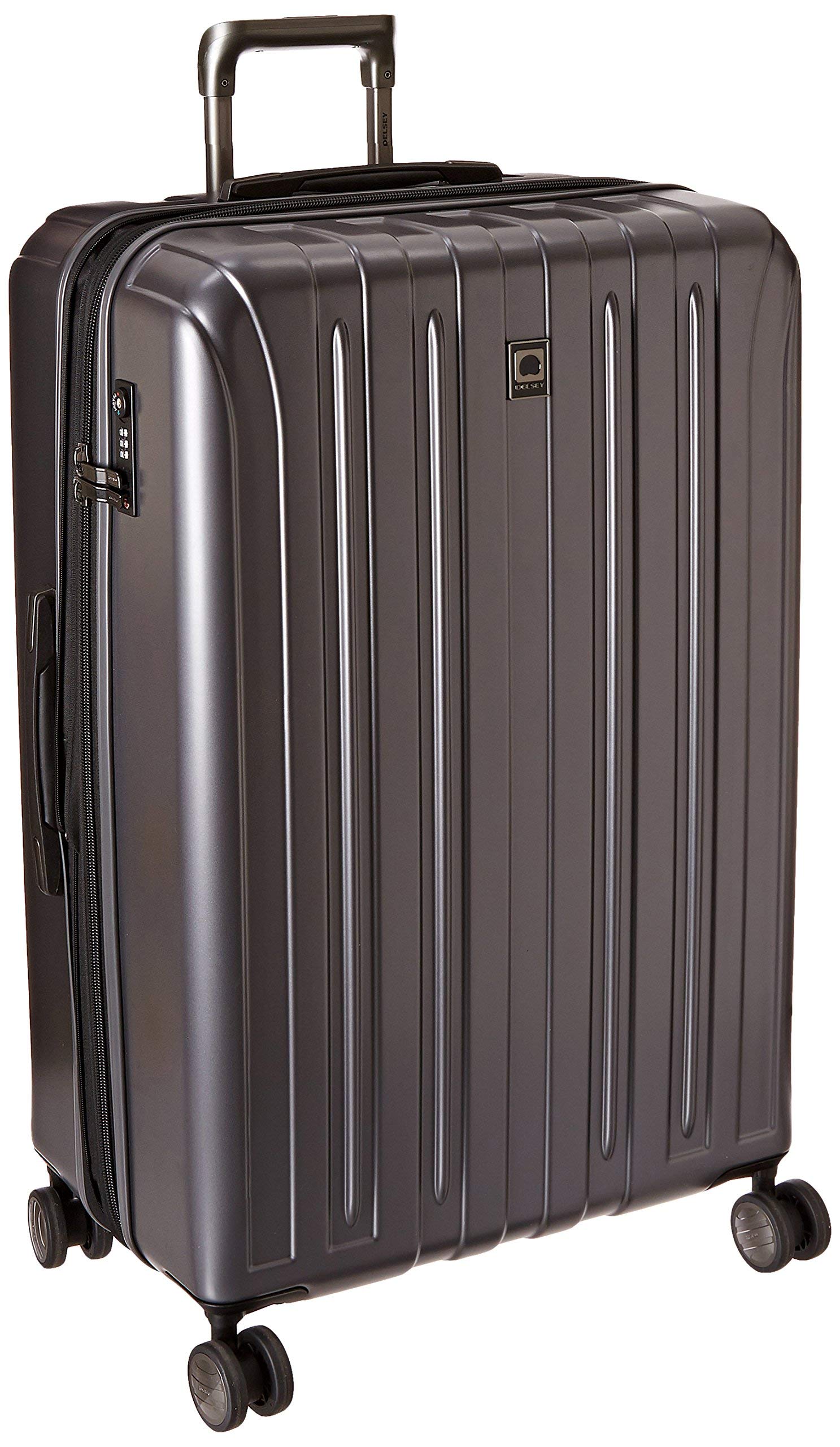Delsey ラゲッジ ヘリウム チタン 25インチ 拡張可能スピナートロリー 黒鉛 Checked-Large 29 Inch チタン製ハードサイド拡張可能荷物、スピナーホイール付き。