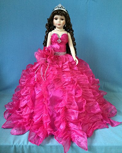 Jmisa 24 Umbrella Porcelain Dolls Quince Anos Fuchsia